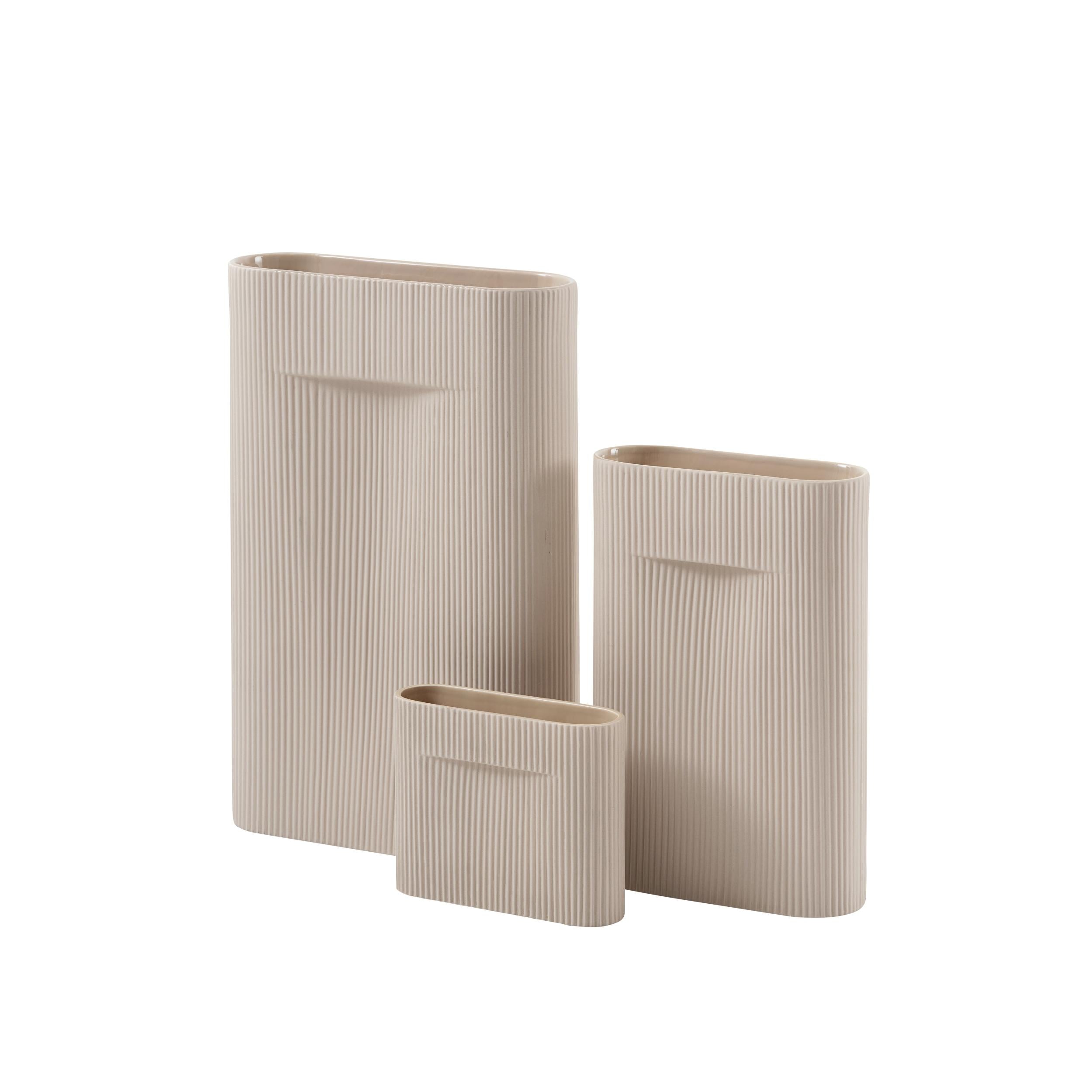 Vase aus Keramik RIDGE beige