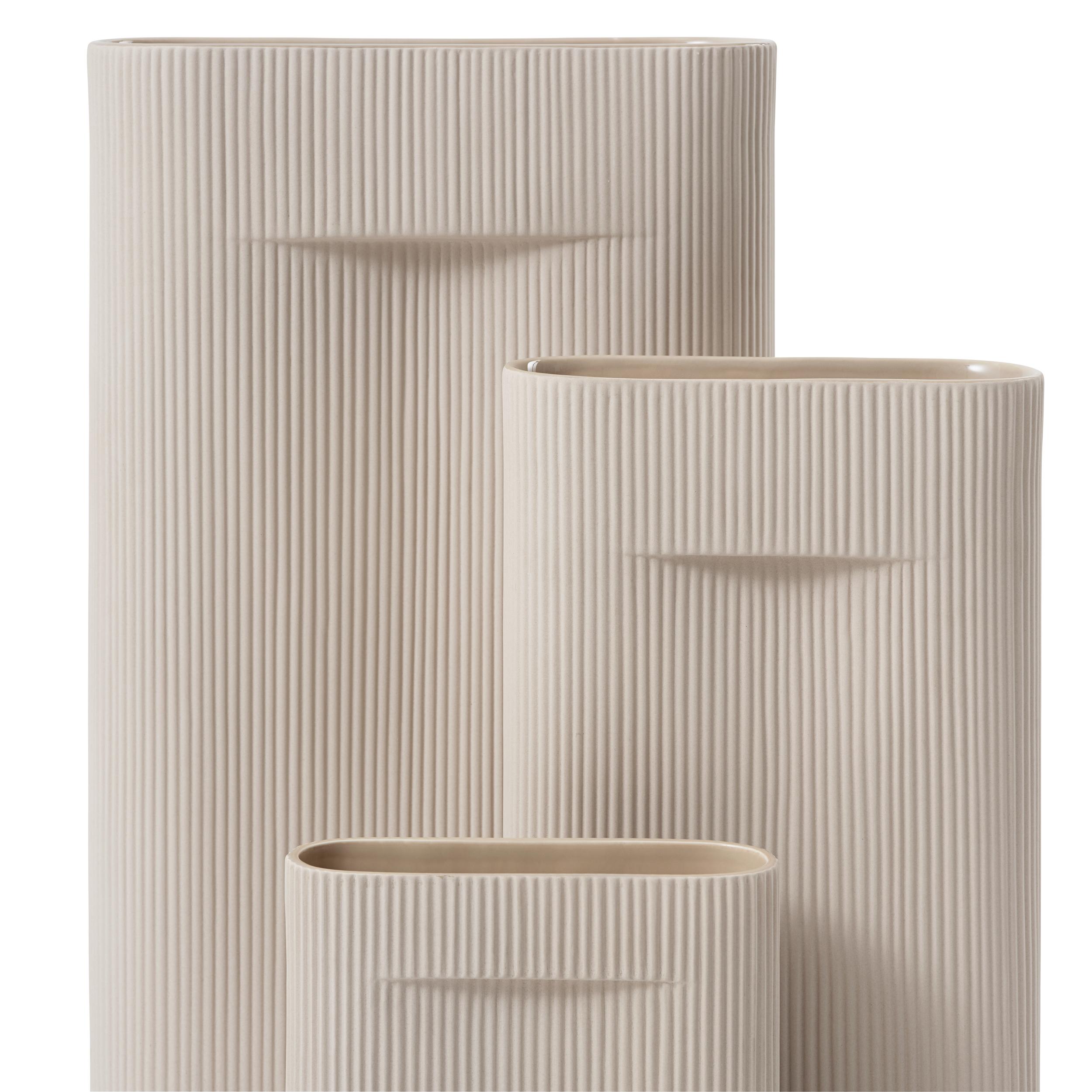 Vase aus Keramik RIDGE beige