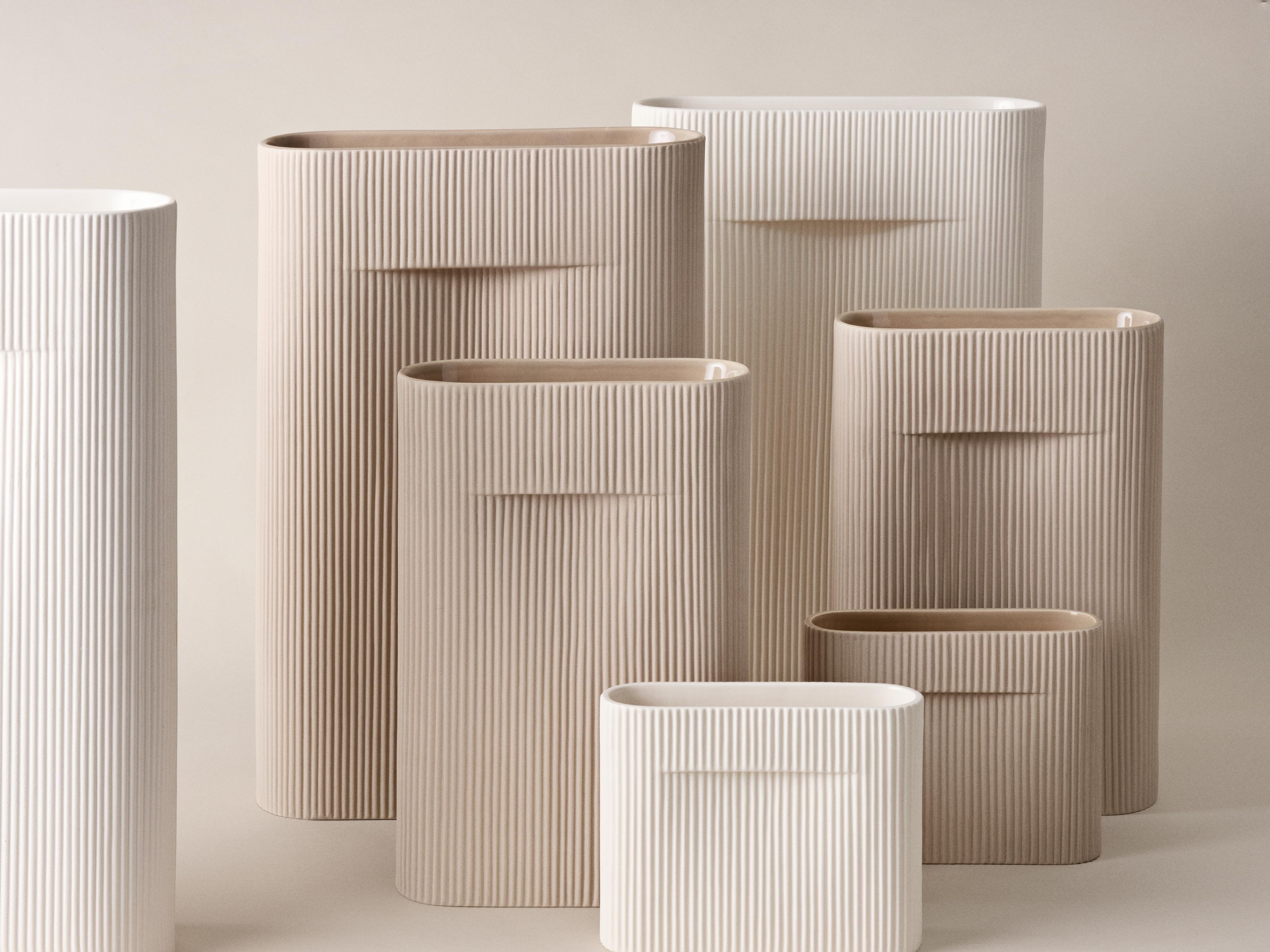 Vase aus Keramik RIDGE beige