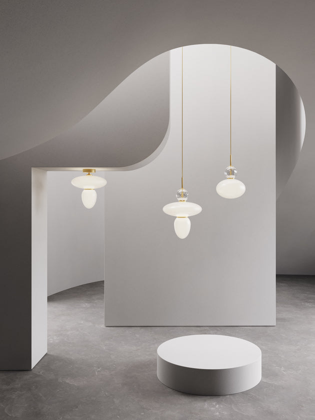 Pendelleuchte RIZZATTO 43 Messing mit opalem Glas