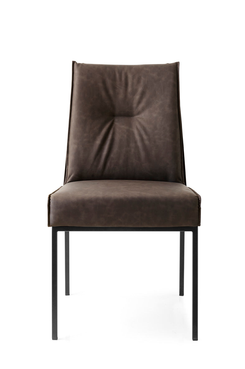 Upholstered ROMY Chair with Black Metal Base