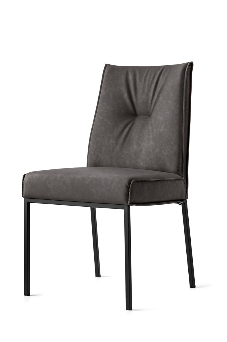Upholstered ROMY Chair with Black Metal Base