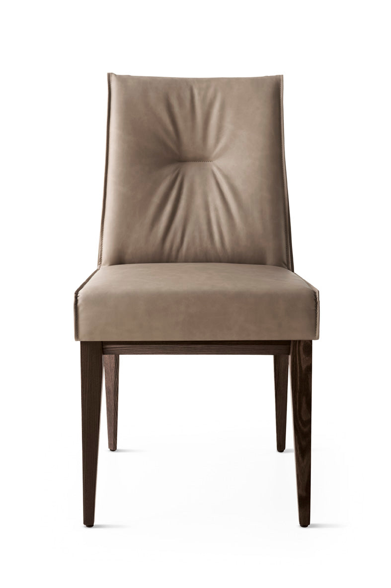 Upholstered ROMY Chair with Dark Wooden Base