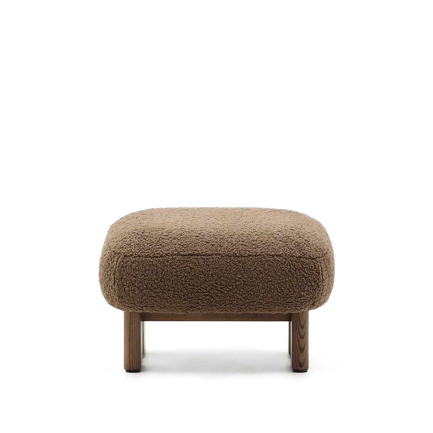 NEMA brown boucle pouf with a dark ash base