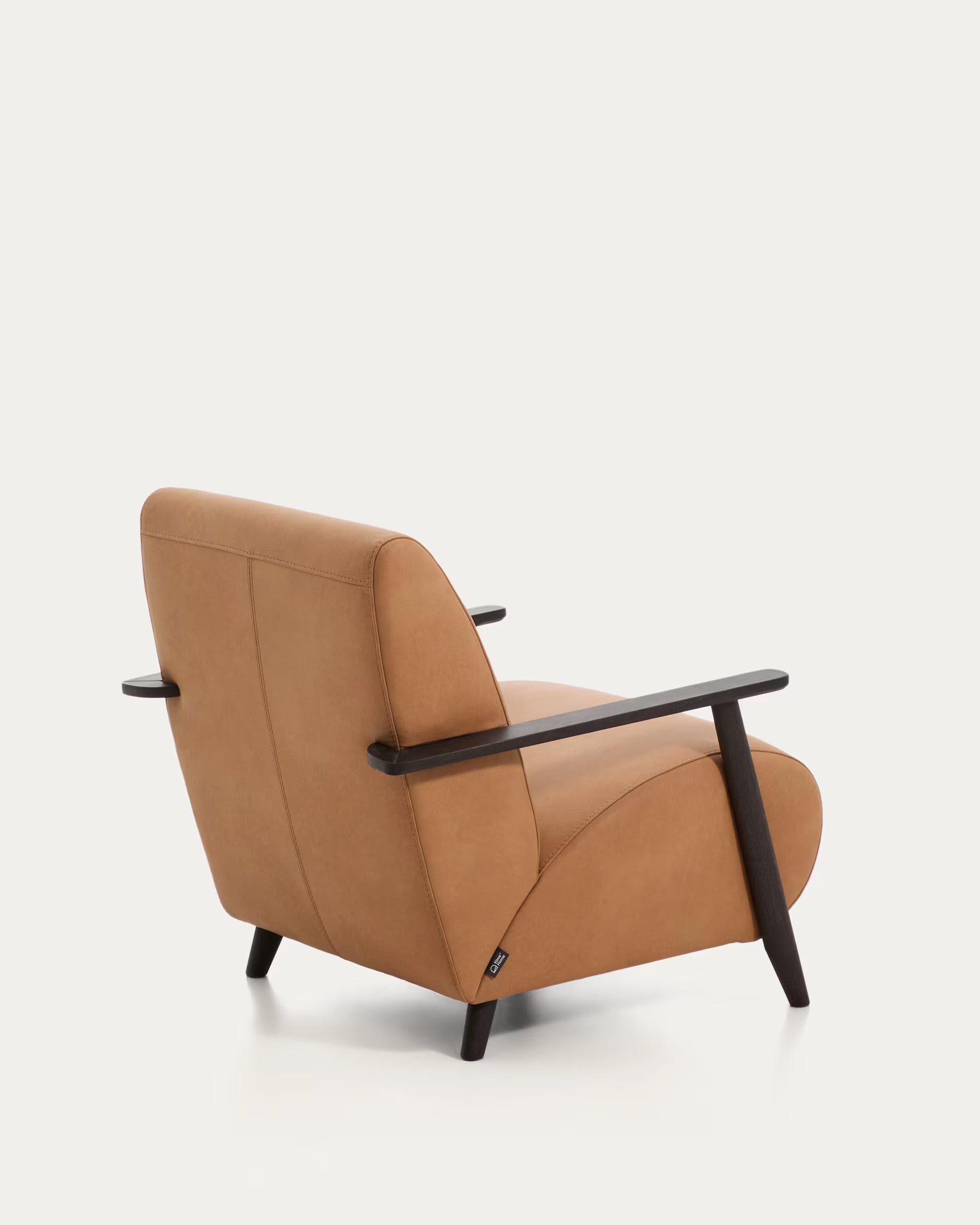 MEGHAN Armchair brown leather with black base