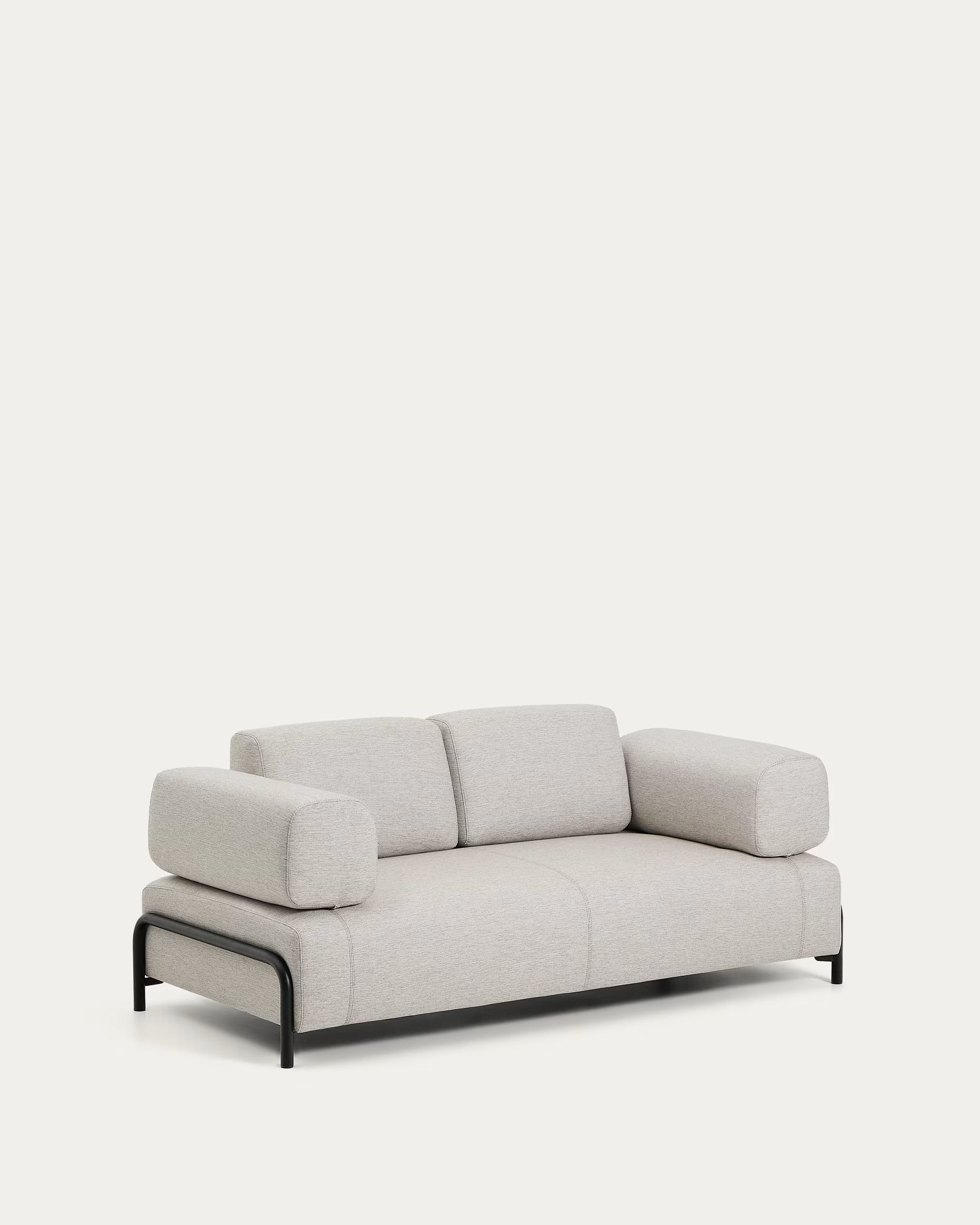 2-seater sofa with armrests COMPO gray-beige with black base