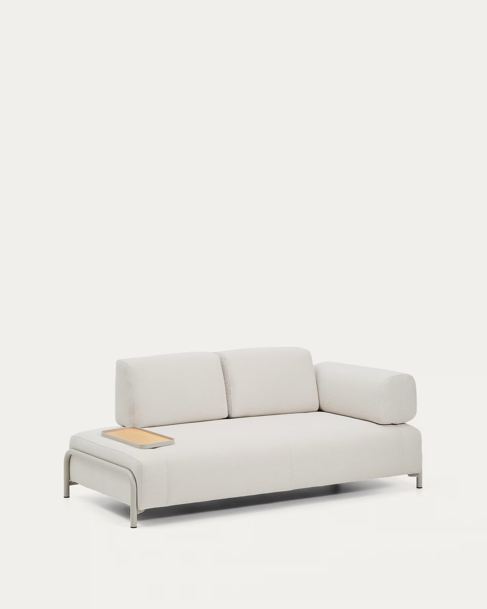 Sofa 2-sitzig rechts mit Tablett COMPO beige mit beigem Sockel