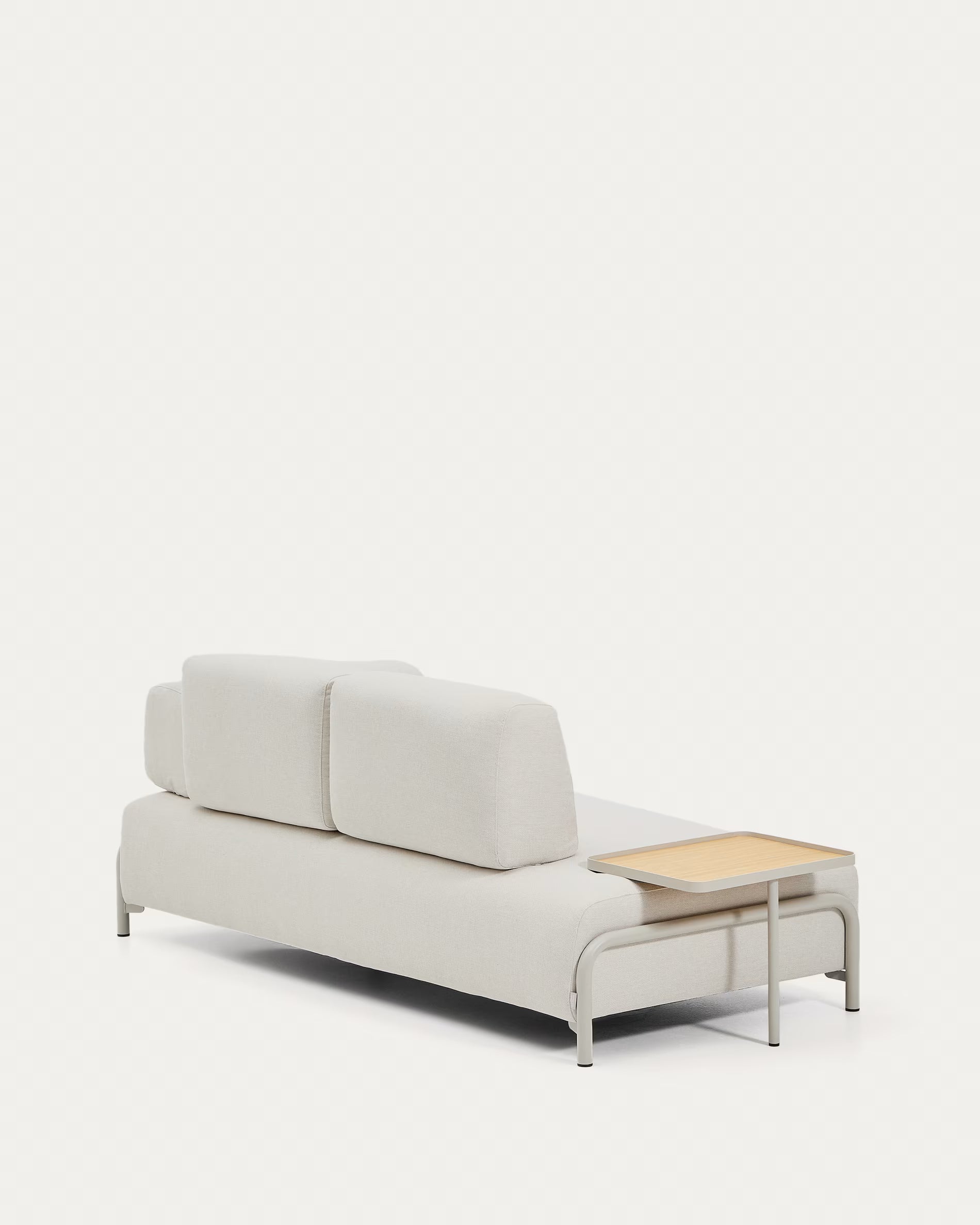 Left-facing 2-seater sofa with shelf COMPO beige with beige base