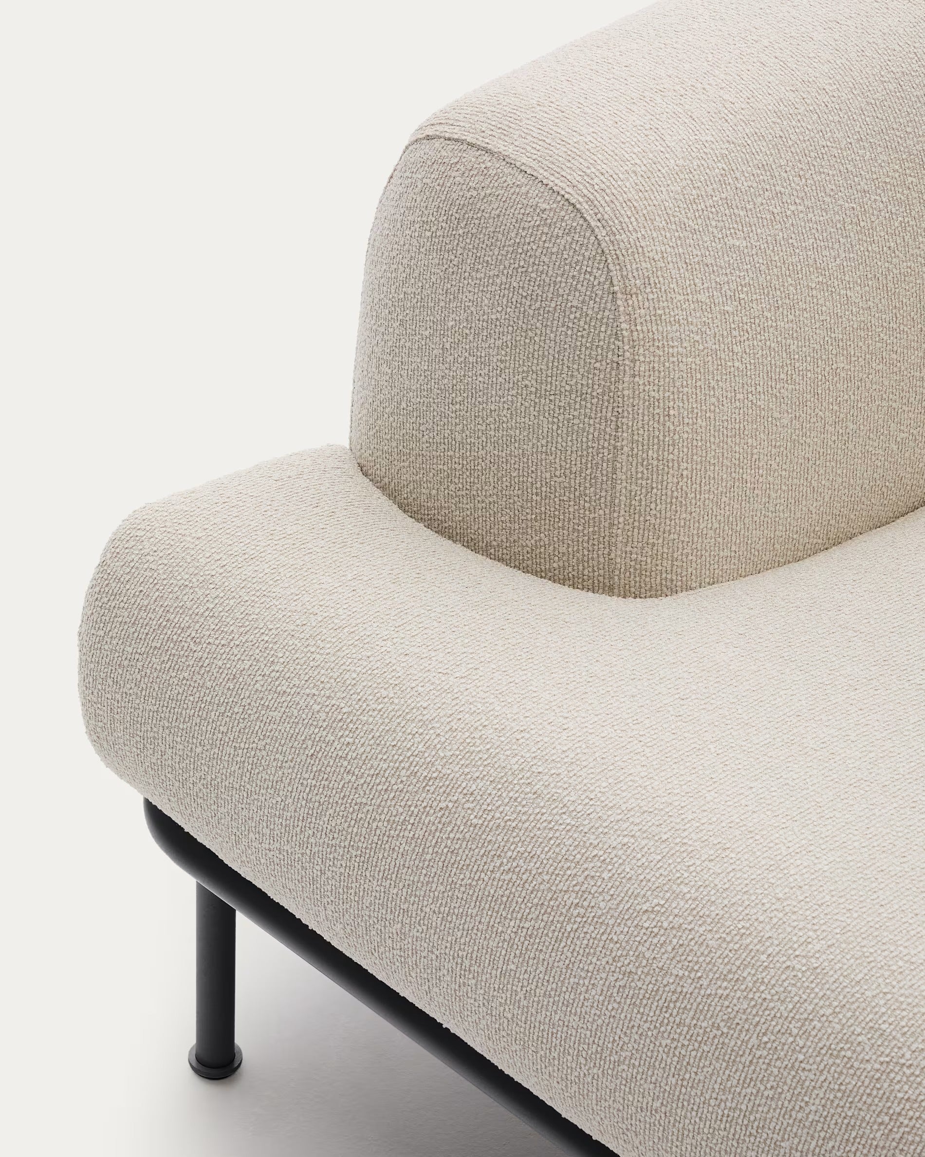 AURUM 3-Sitzer-Sofa Ecru Chenille mit dunkelgrauem Untergestell 