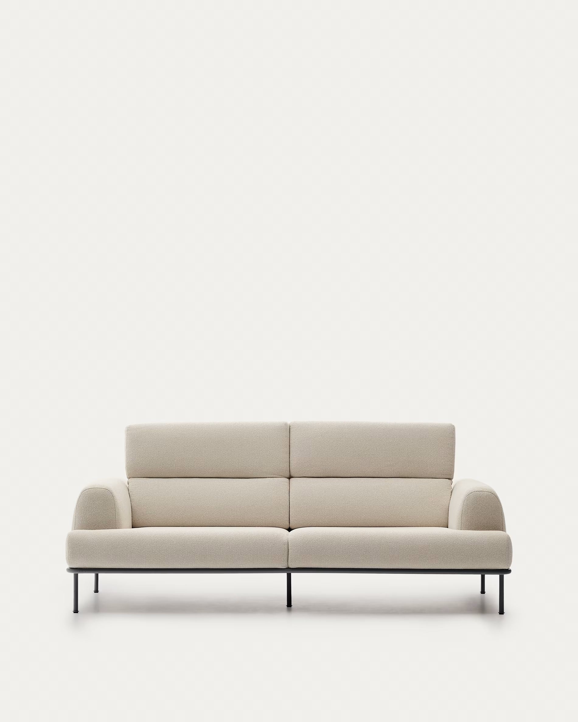AURUM 3-Sitzer-Sofa Ecru Chenille mit dunkelgrauem Untergestell 