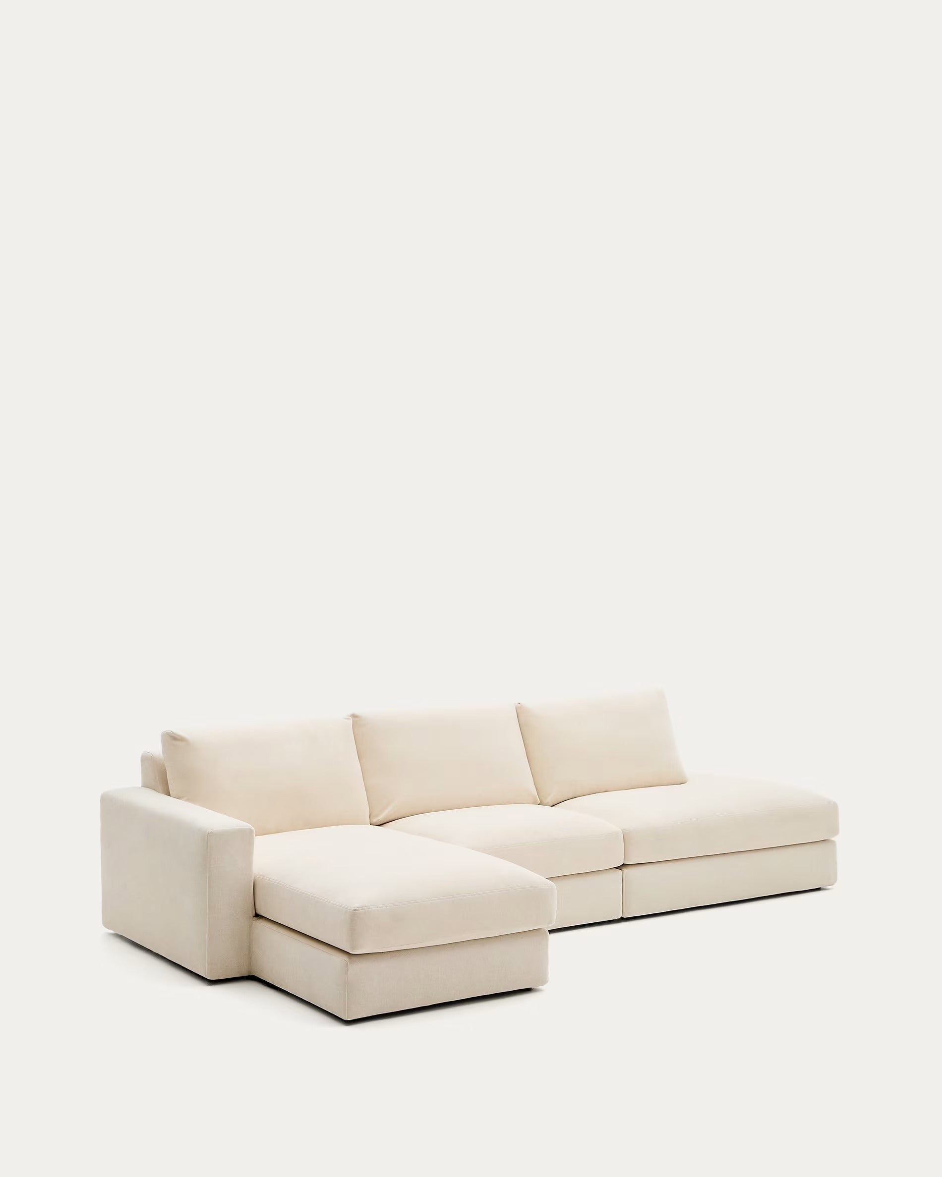 5-seater left-facing corner sofa ALEA ecru chenille