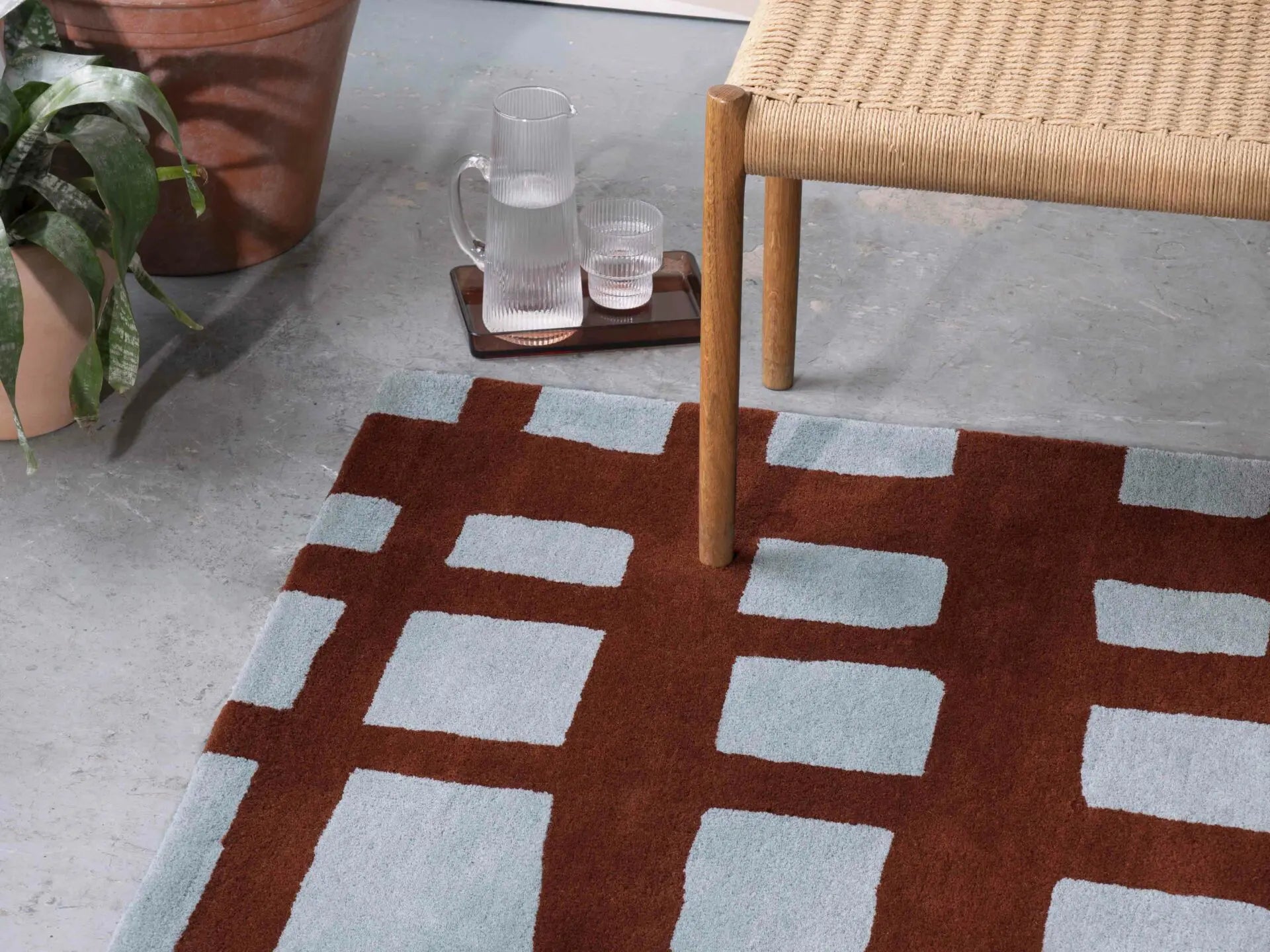 ARLO BRICK rug in burgundy with gray
