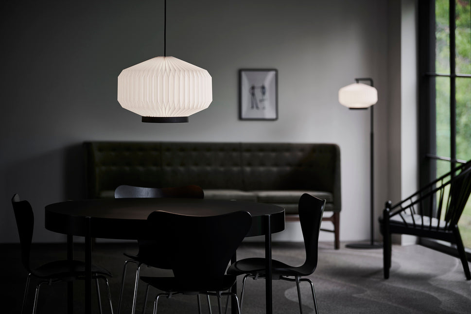 Floor lamp MODEL 386 SHIBUI white with black base