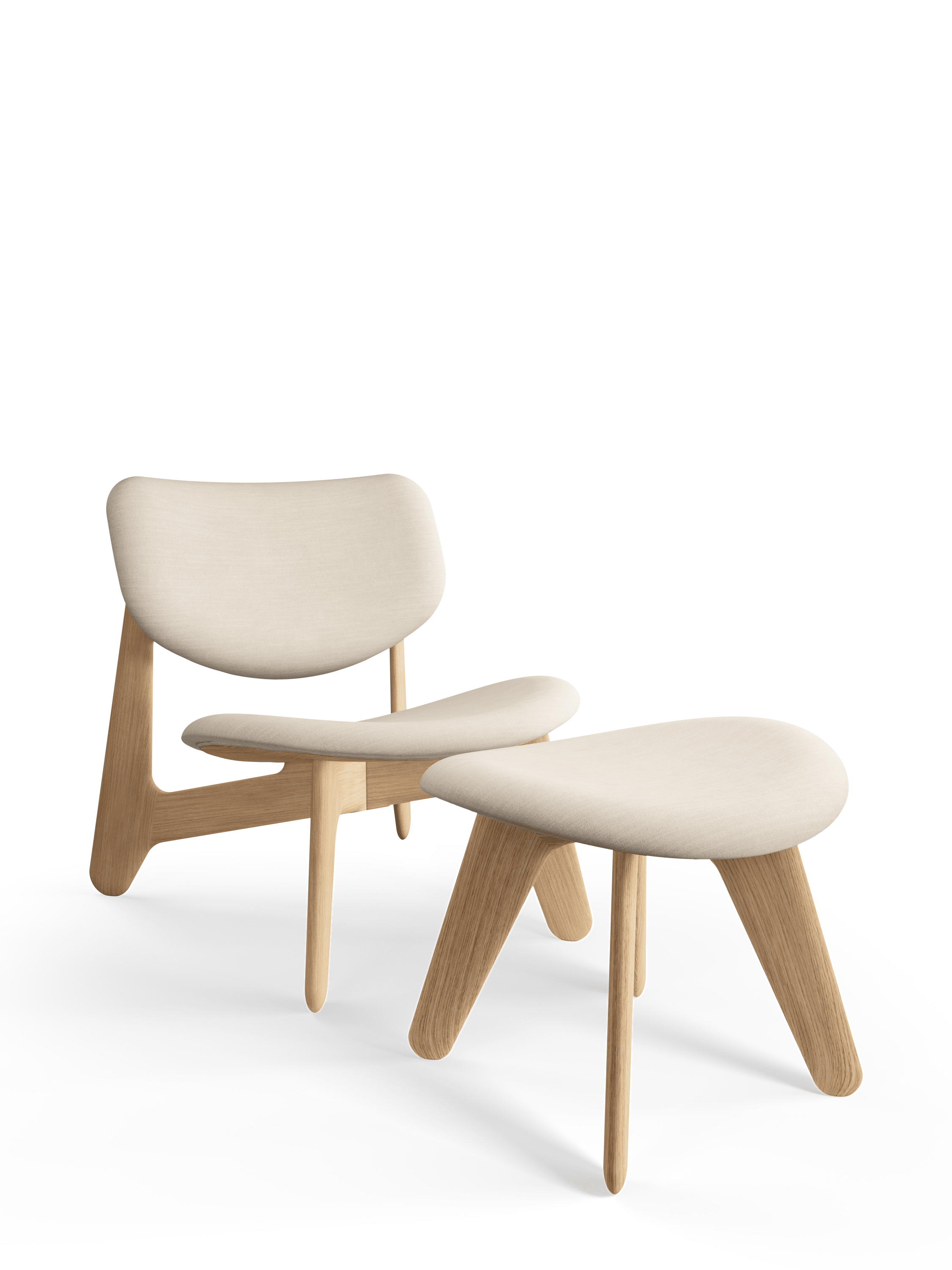 Cream SLAB Footrest with Oak Base