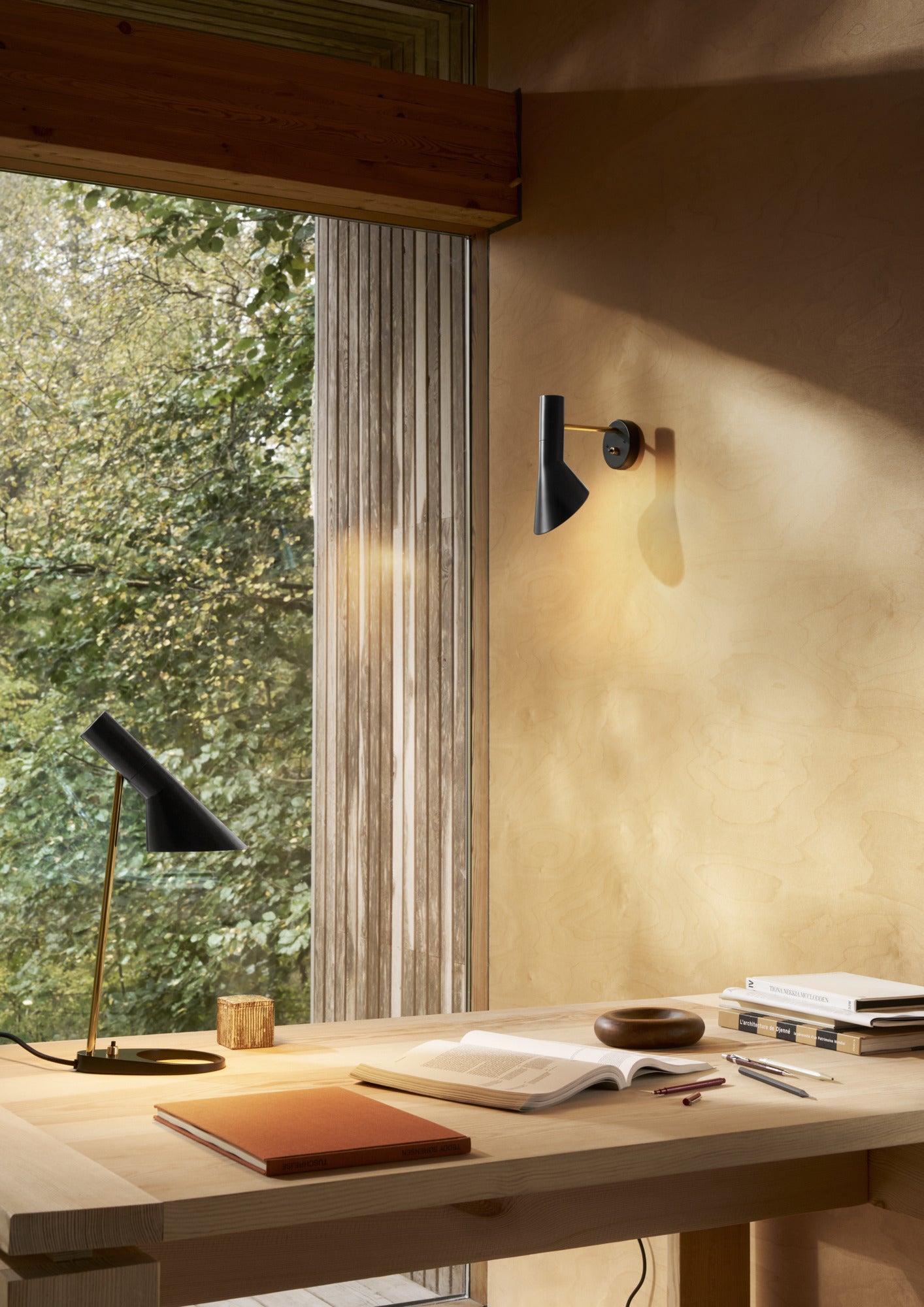 AJ MINI black table lamp with brass