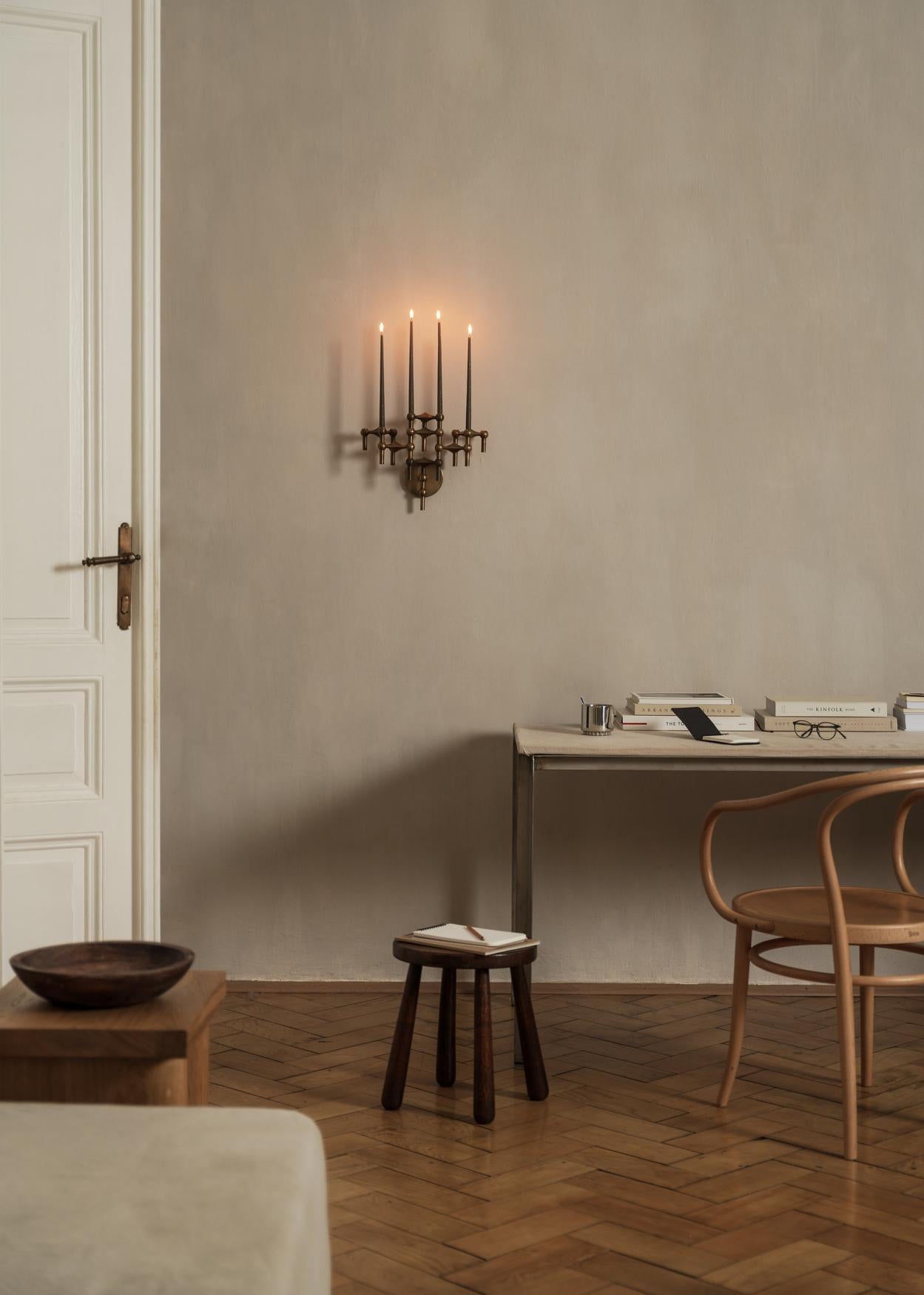 Wandkerze STOFF NAGEL brüniertes Messing