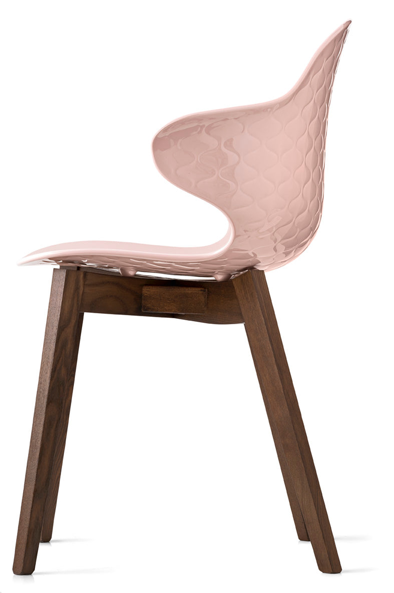 Stuhl SAINT TROPEZ mit rosa Sitzfläche und dunklem Holzgestell