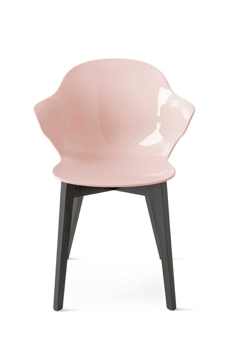 Stuhl SAINT TROPEZ mit rosa Sitzfläche und grauem Holzgestell