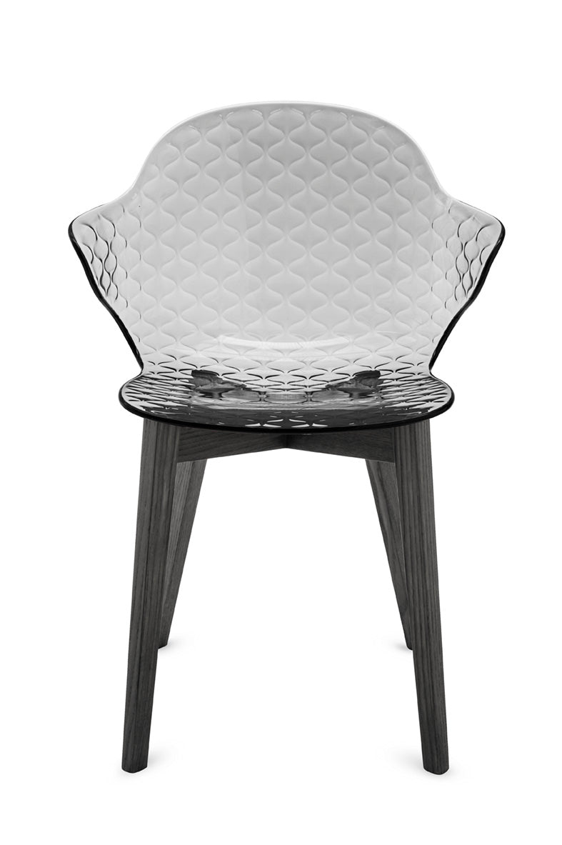 Stuhl SAINT TROPEZ mit grauem Sitz und schwarzem Holzgestell