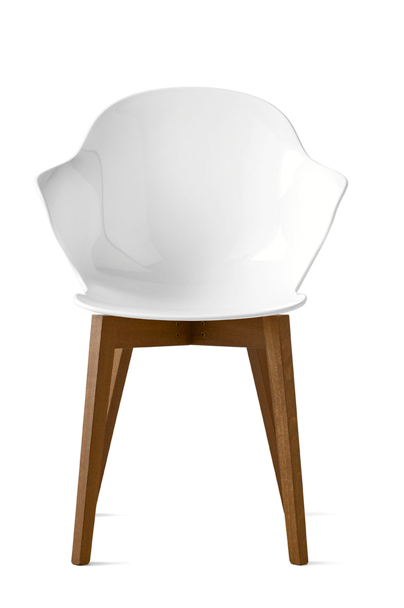 Stuhl SAINT TROPEZ mit weißem Sitz und Nussbaumfuß