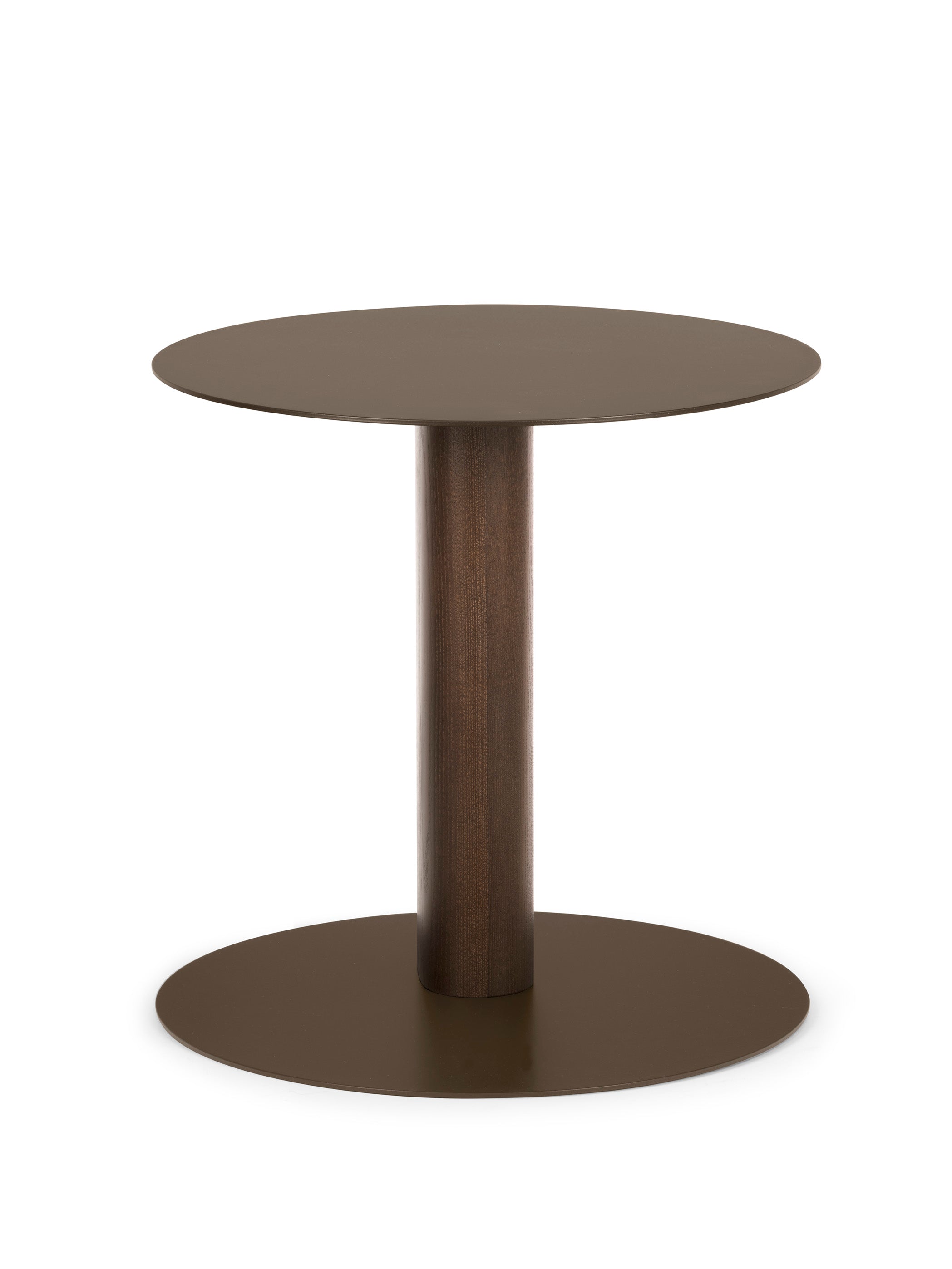 SANDY side table with a brown top and dark wooden base