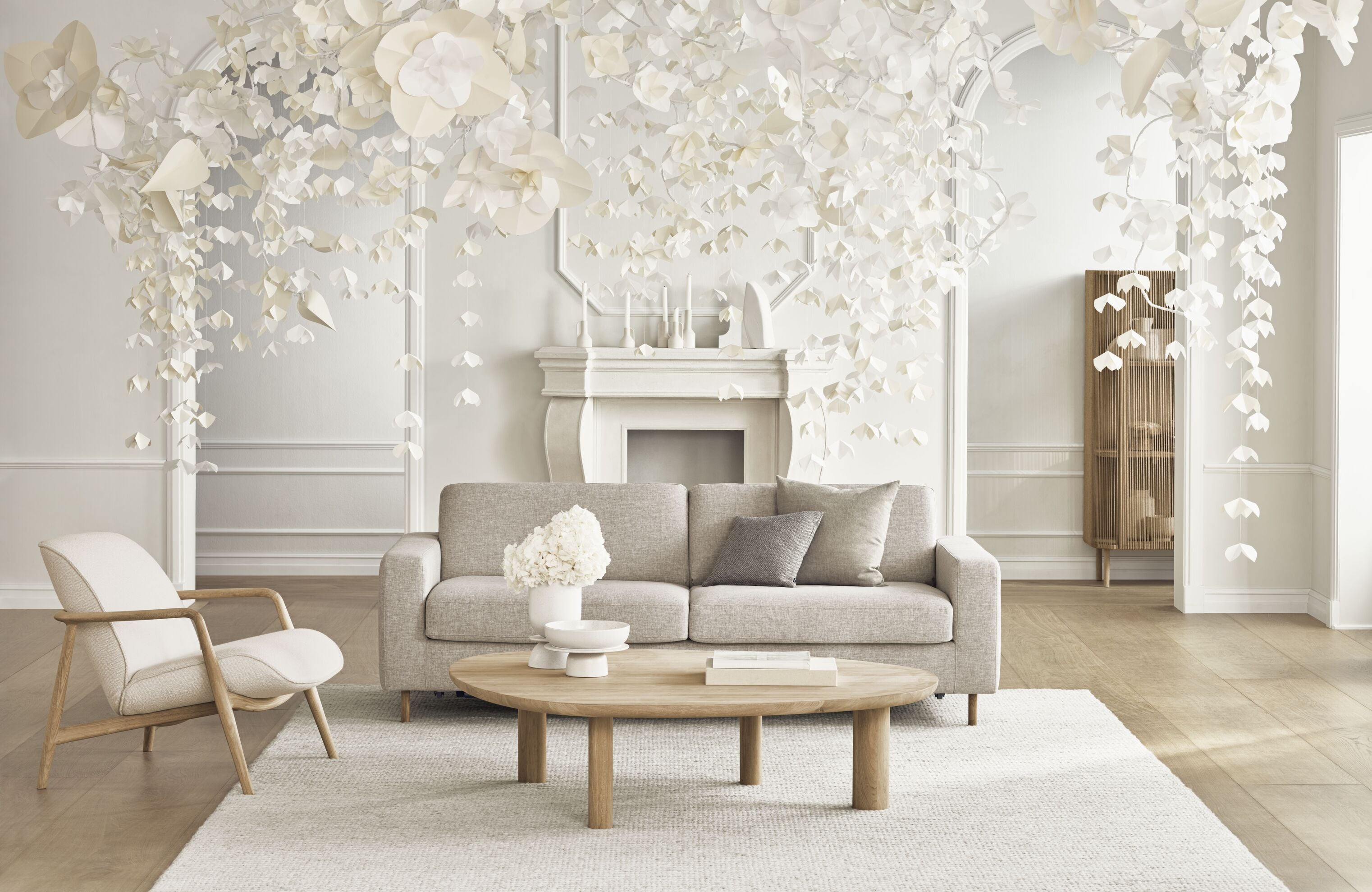 3-person sofa Scandinavia base of oak wood