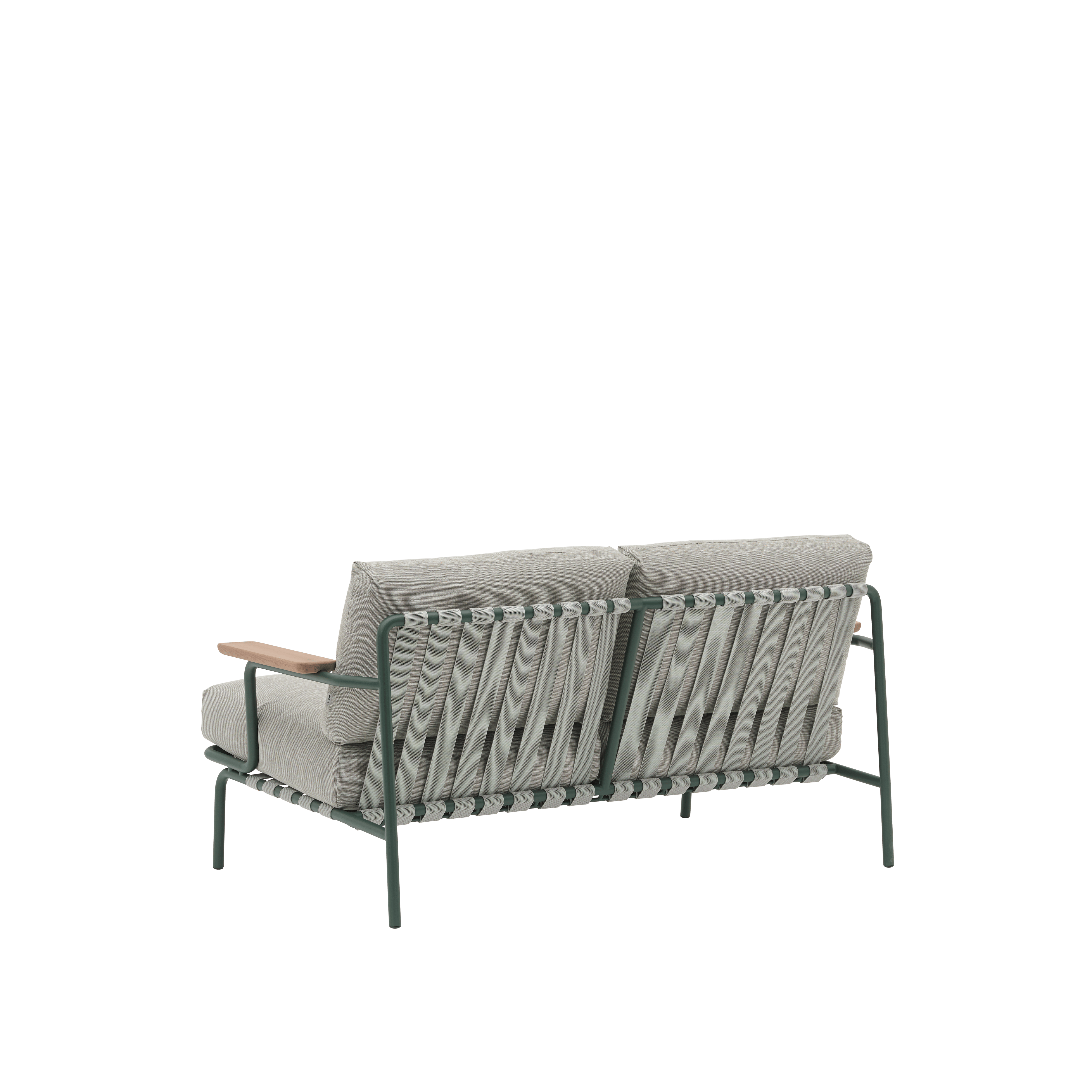 2-Seater Outdoor Sofa with Armrests SETTLE Gray with Green Base