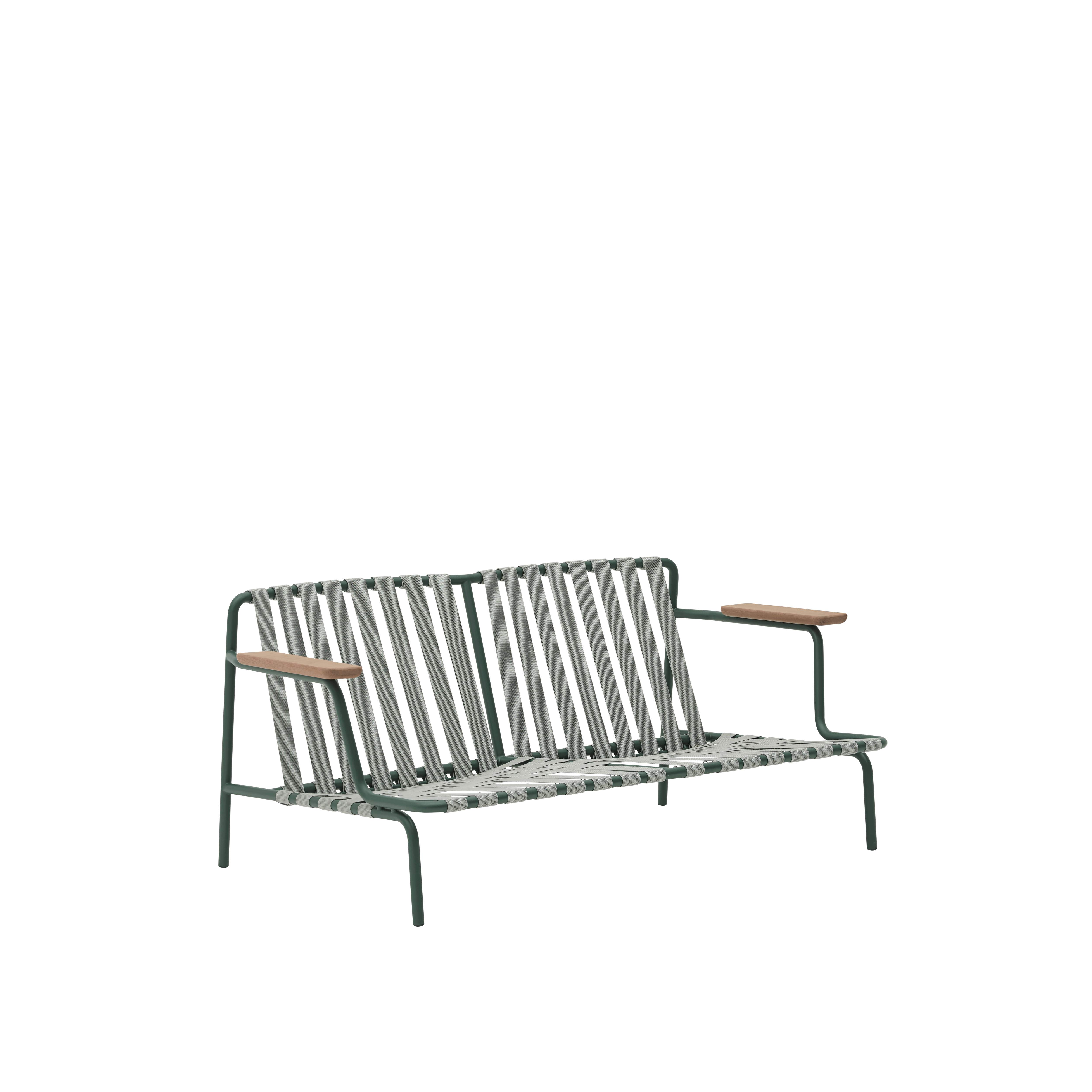 2-Seater Outdoor Sofa with Armrests SETTLE Gray with Green Base
