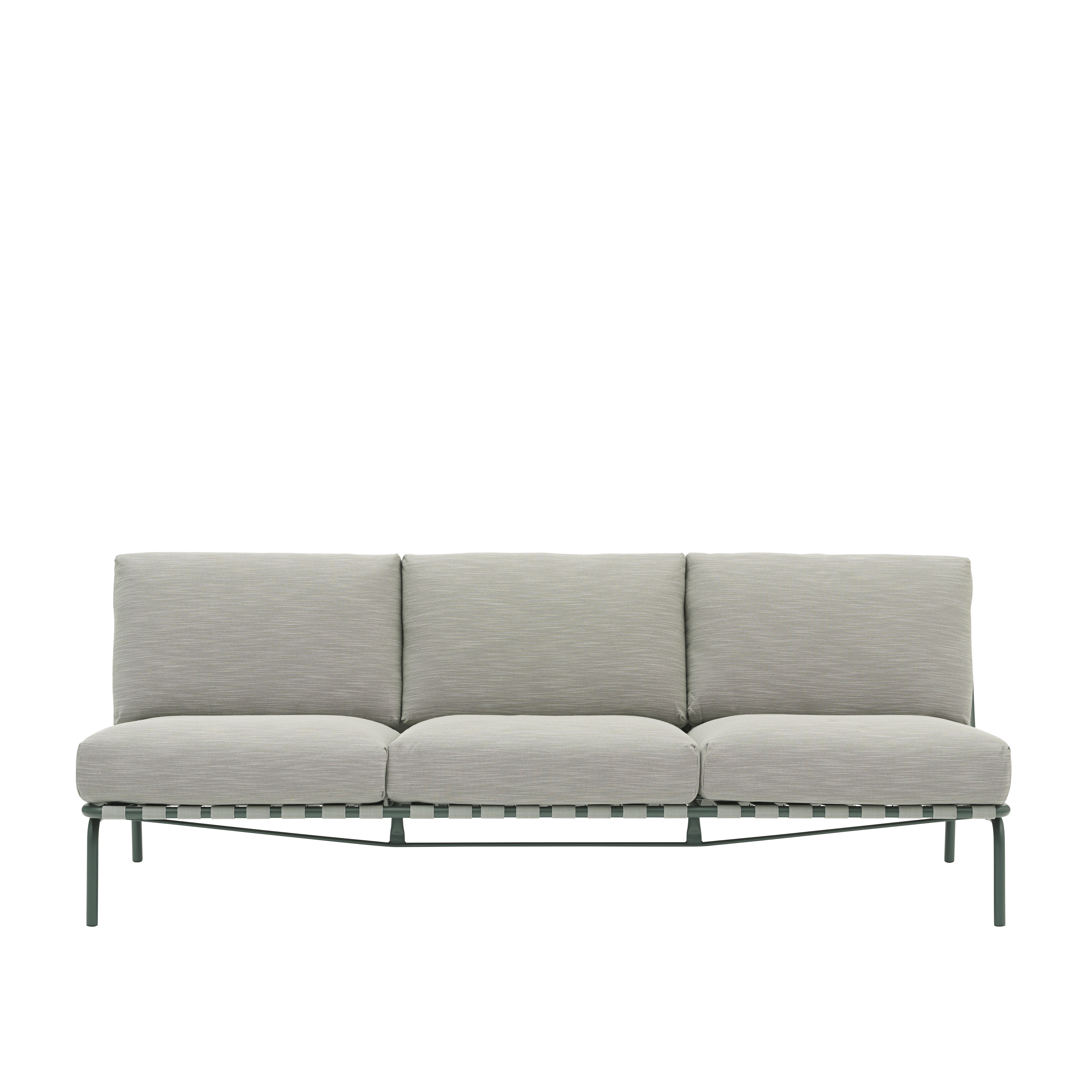 SETTLE 3-Seater Outdoor Sofa in Gray with Green Base