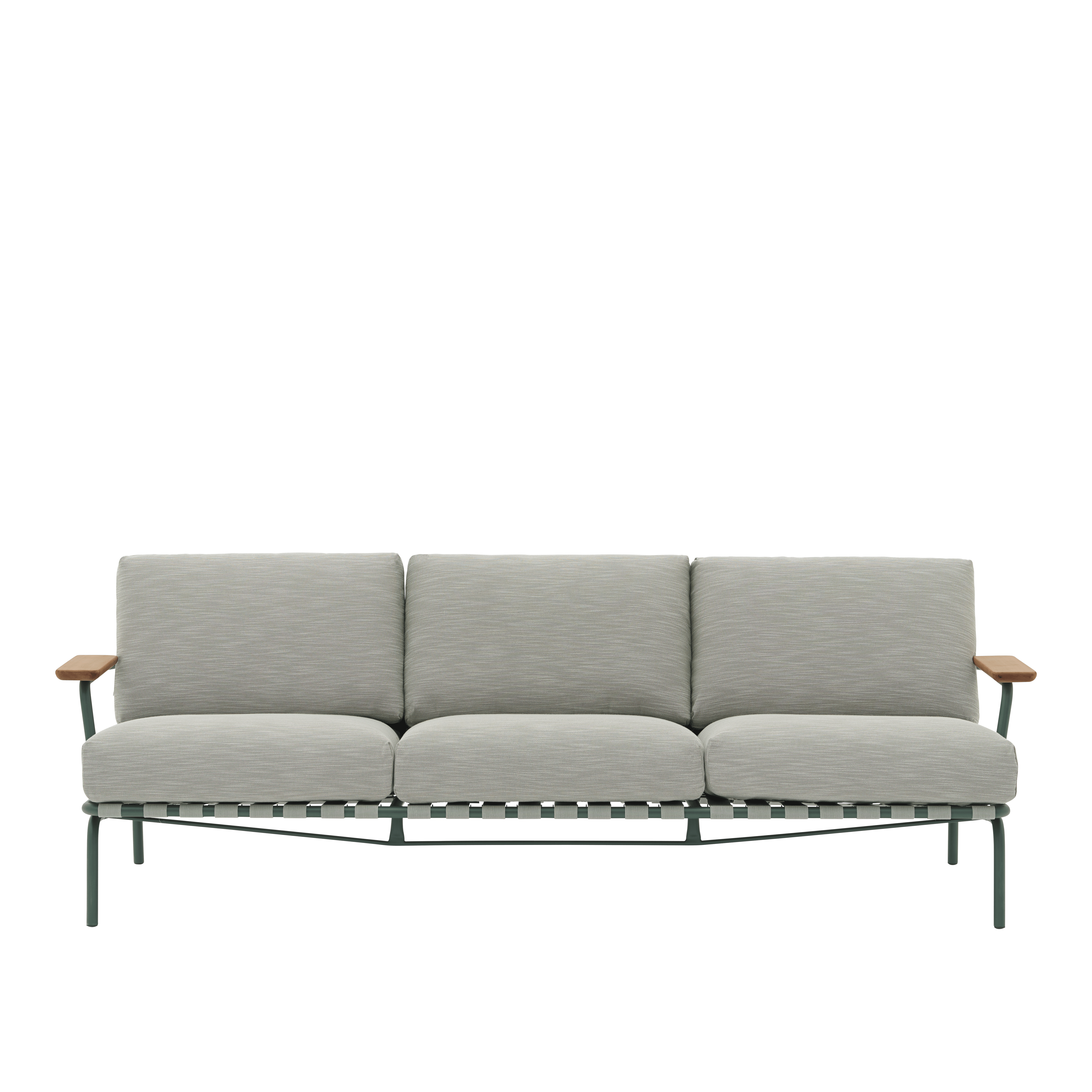3-Seater Outdoor Sofa with Armrests SETTLE Gray with Green Base