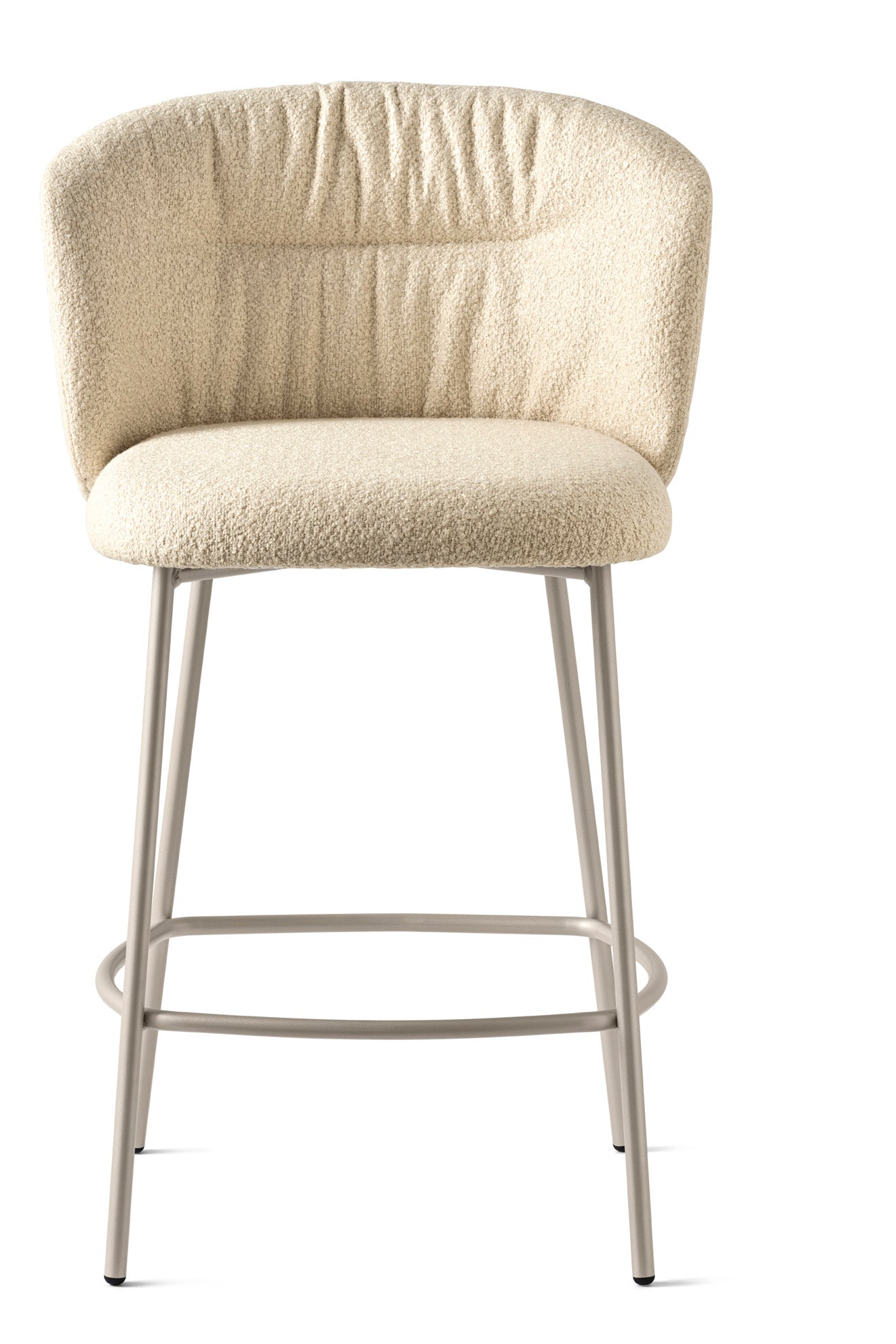 SWEEL upholstered bar stool with cream metal base