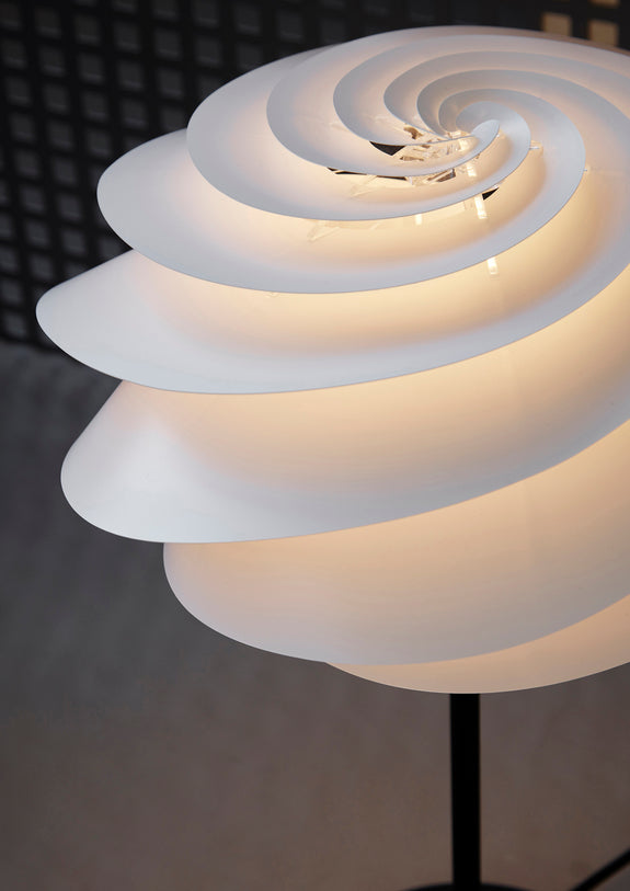 Tischlampe MODELL 331 SWIRL weiß mit schwarzem Fuß