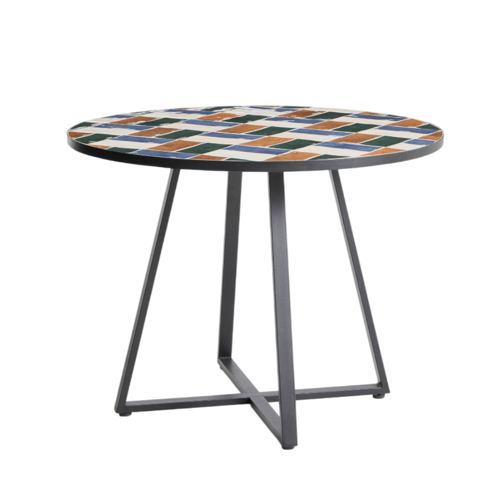 TELLA Multicolored Garden Table with Graphite Base