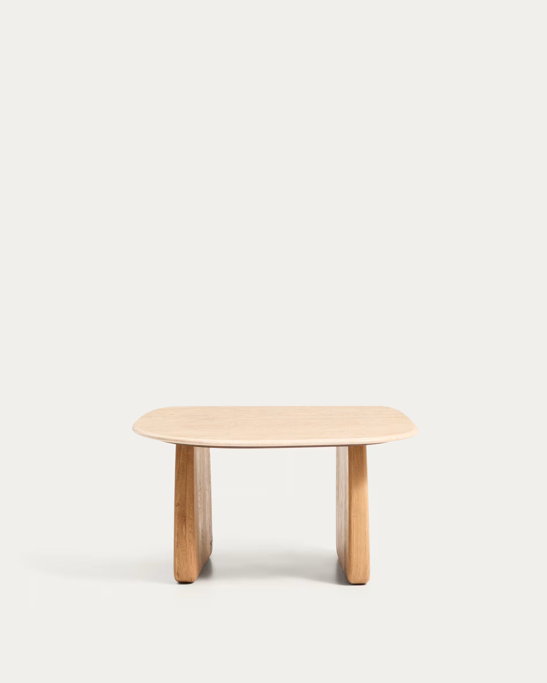 PIRITA Side Table in Travertine with Wooden Base