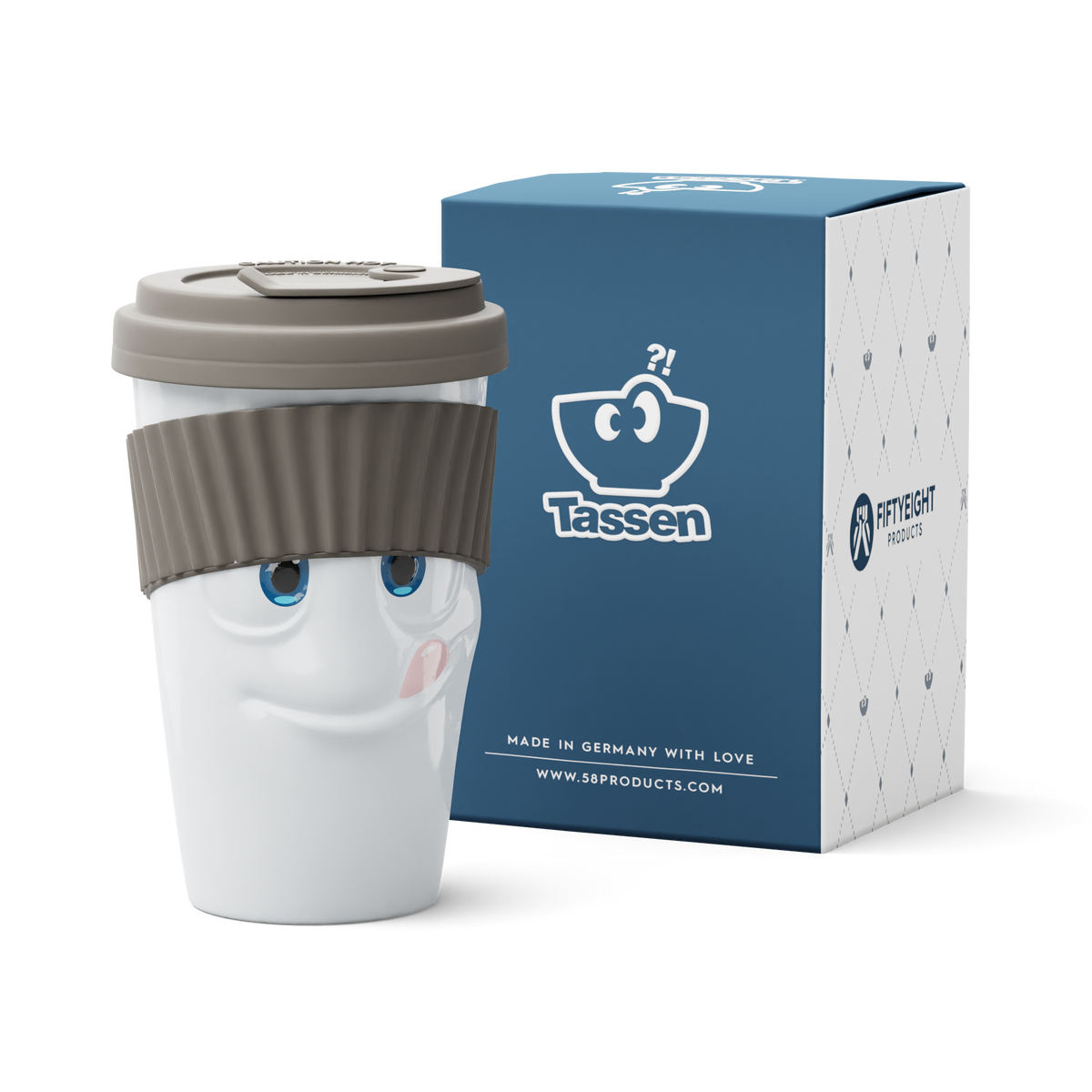 Becher mit Deckel TASTY - MOVIE EDITION in Kaffee-Optik