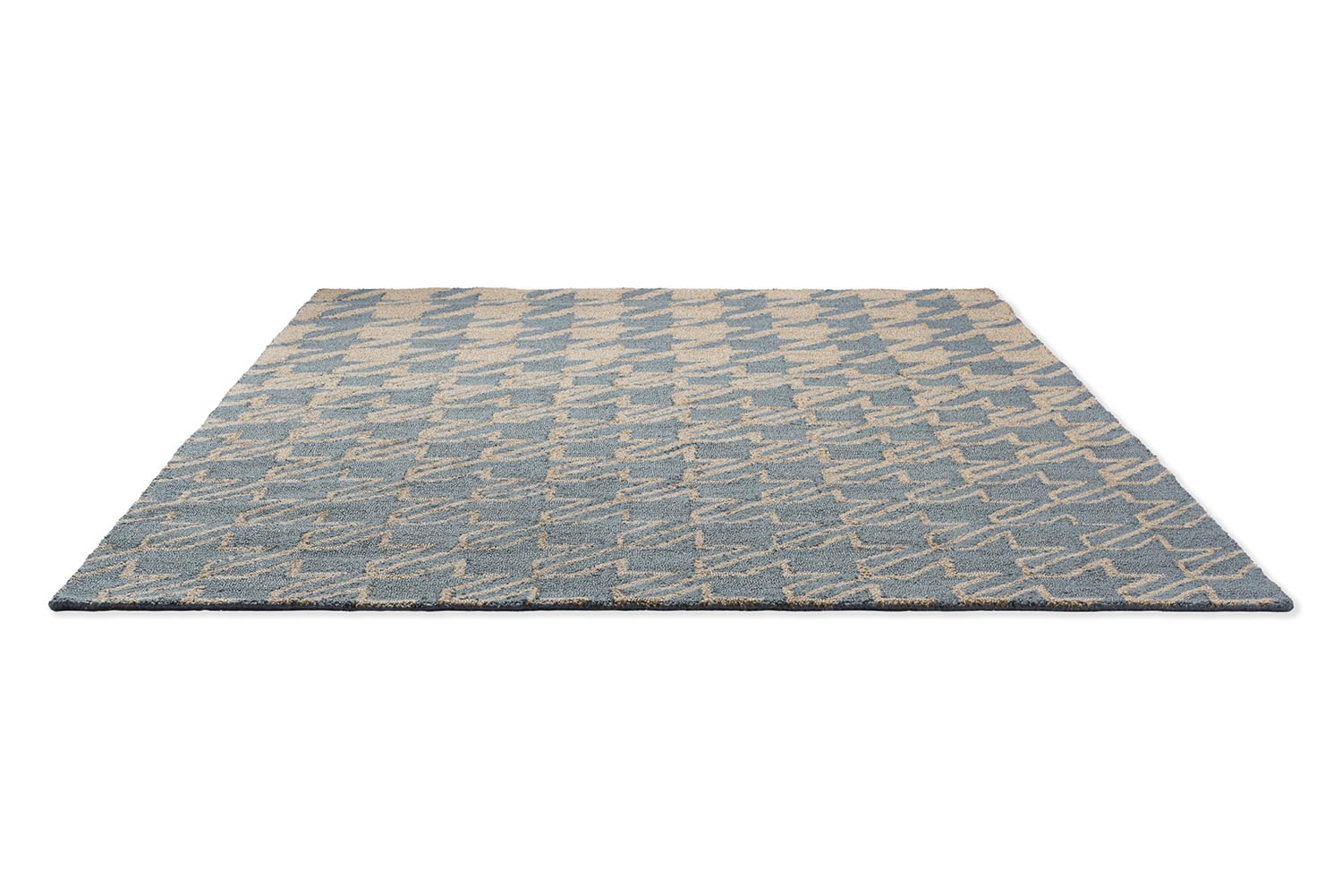 HOUNDSTOOTH WASHED Outdoor-Teppich blau-beige