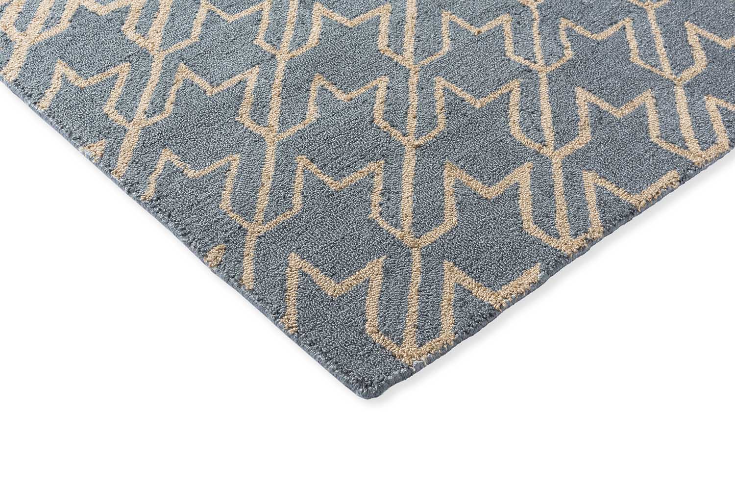 HOUNDSTOOTH WASHED Outdoor-Teppich blau-beige