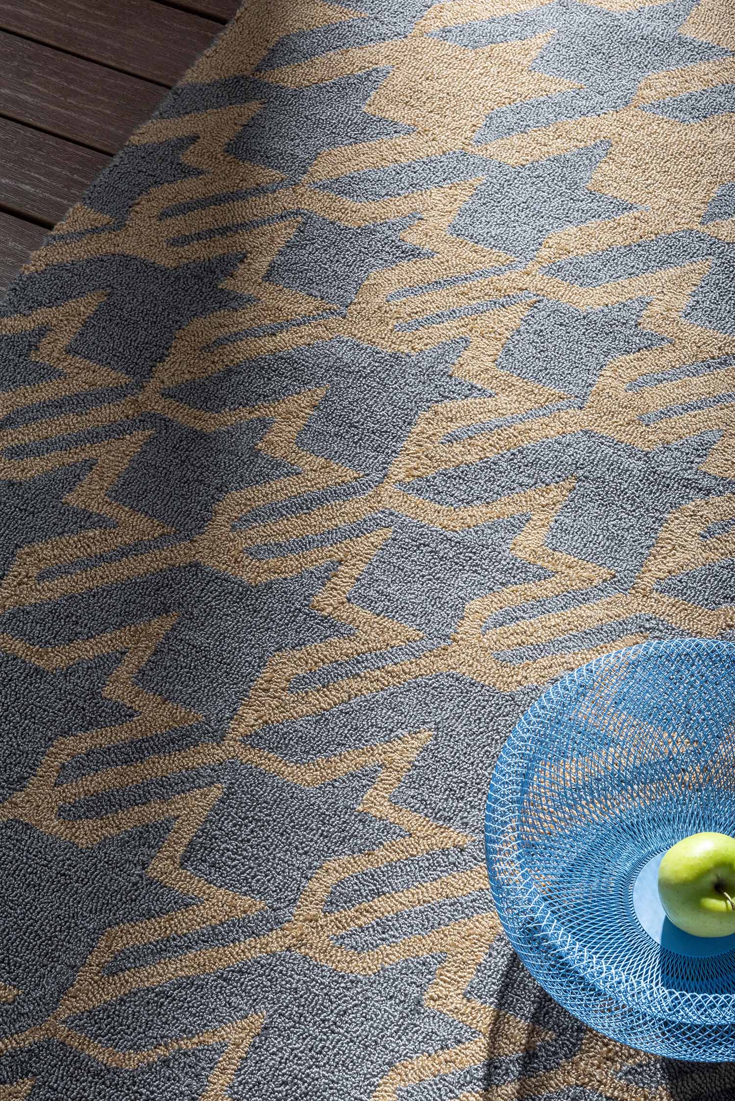 HOUNDSTOOTH WASHED Outdoor-Teppich blau-beige