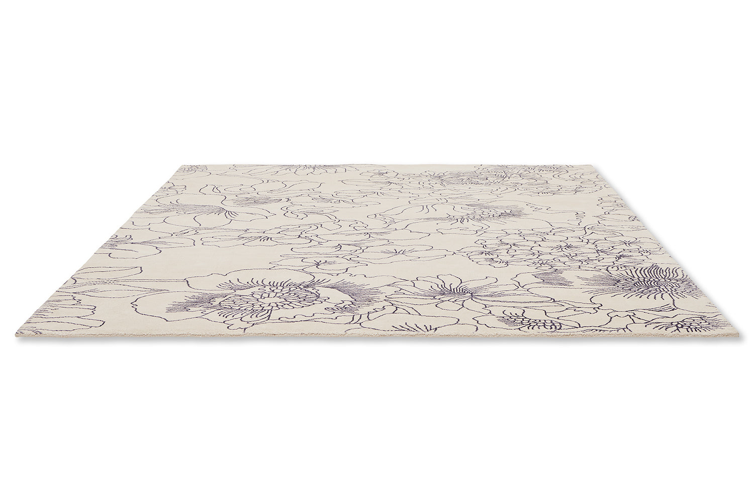Linear Floral Blue rug broken white