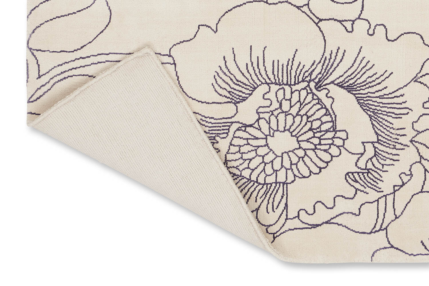 Linear Floral Blue rug broken white