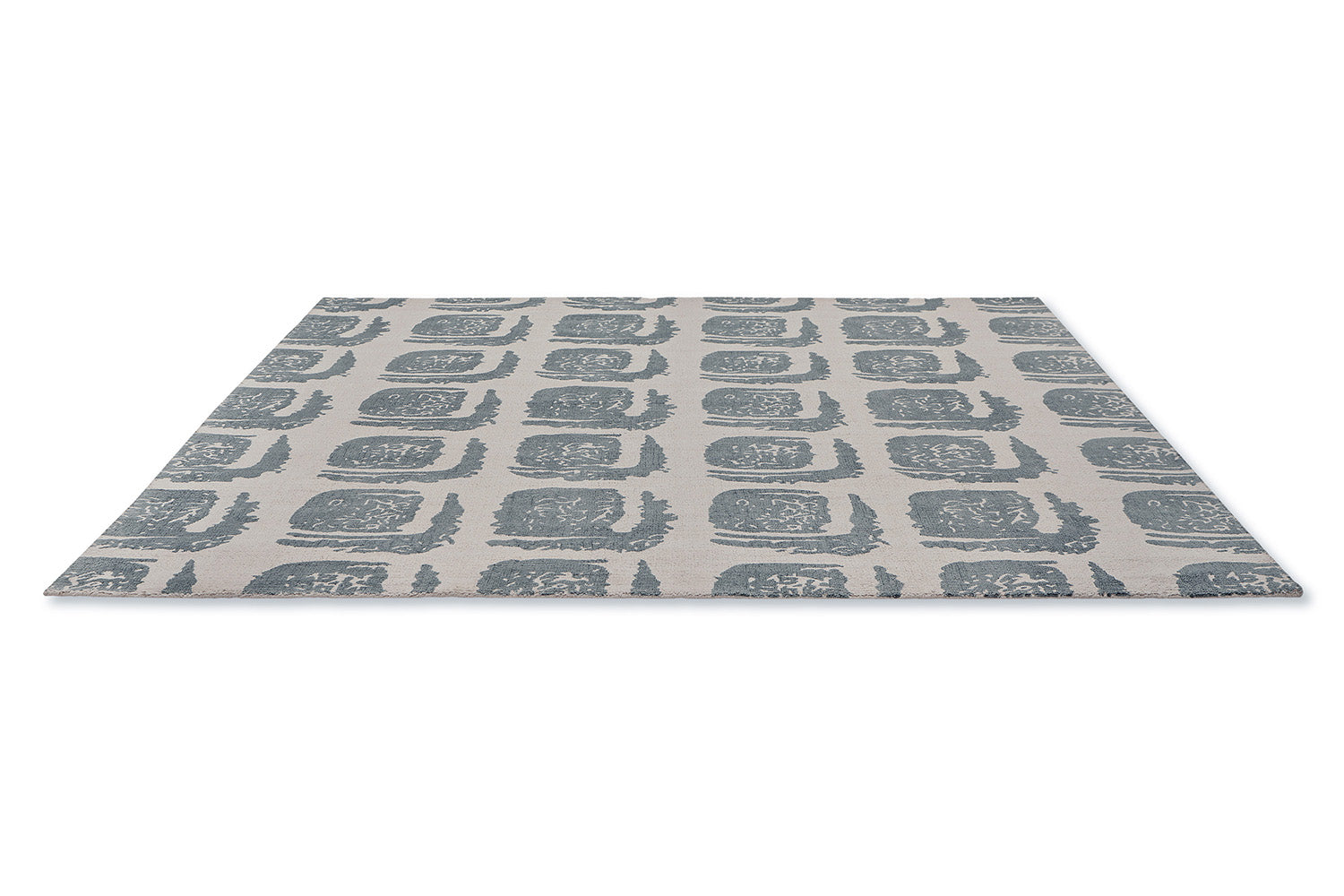 Woodblock rug gray beige-gray