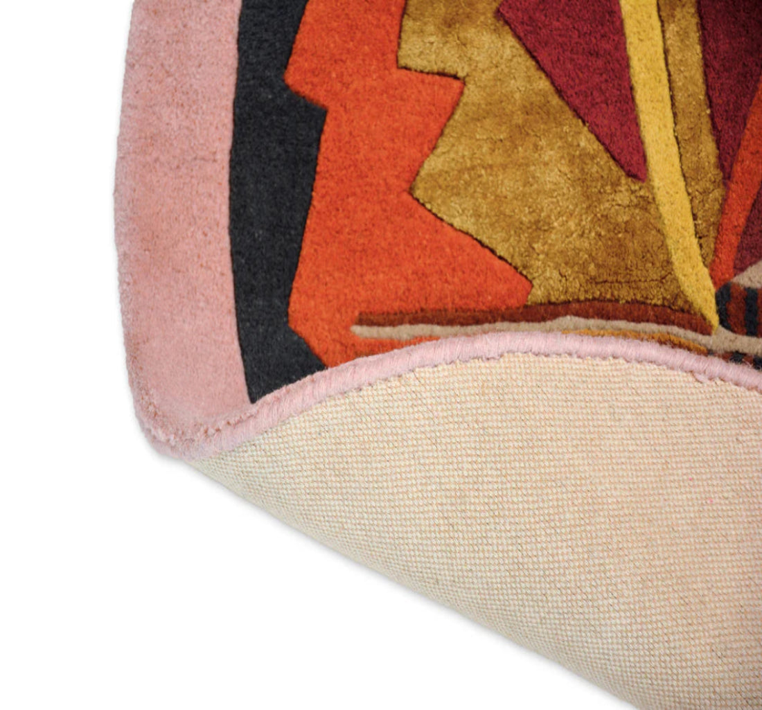 ZODIAC LEO runder Teppich braun-rosa