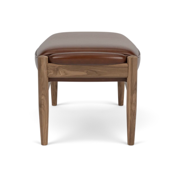 THE SEAL footrest brown leather with walnut base