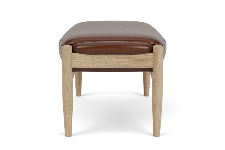 Fußhocker THE SEAL braunes Leder mit Eichenbasis