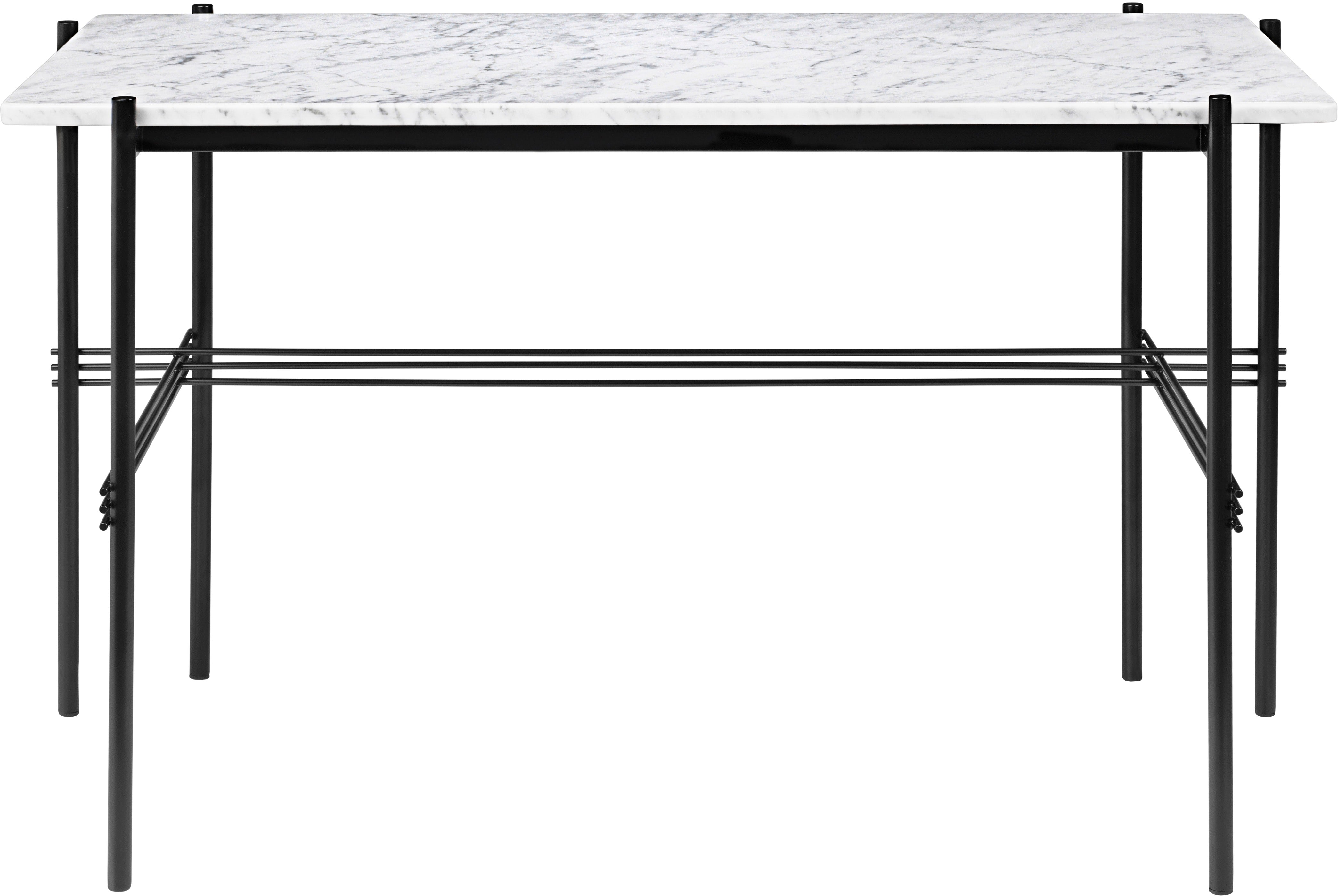Schreibtisch TS weißer Marmor mit schwarzem Gestell