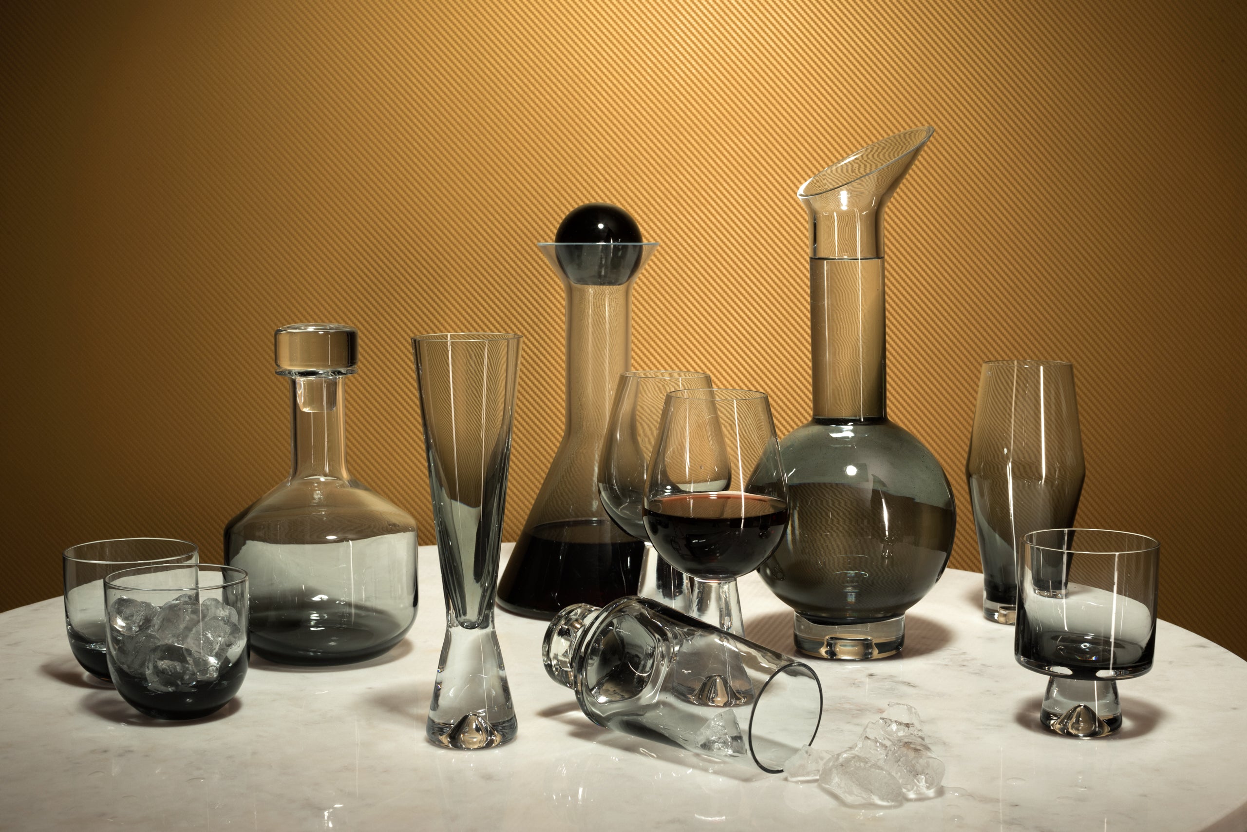 Set Whiskybrillen Tank schwarzes Glas