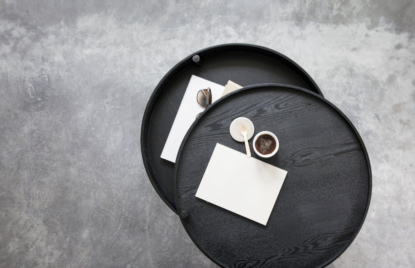 TURNING coffee table black ash wood