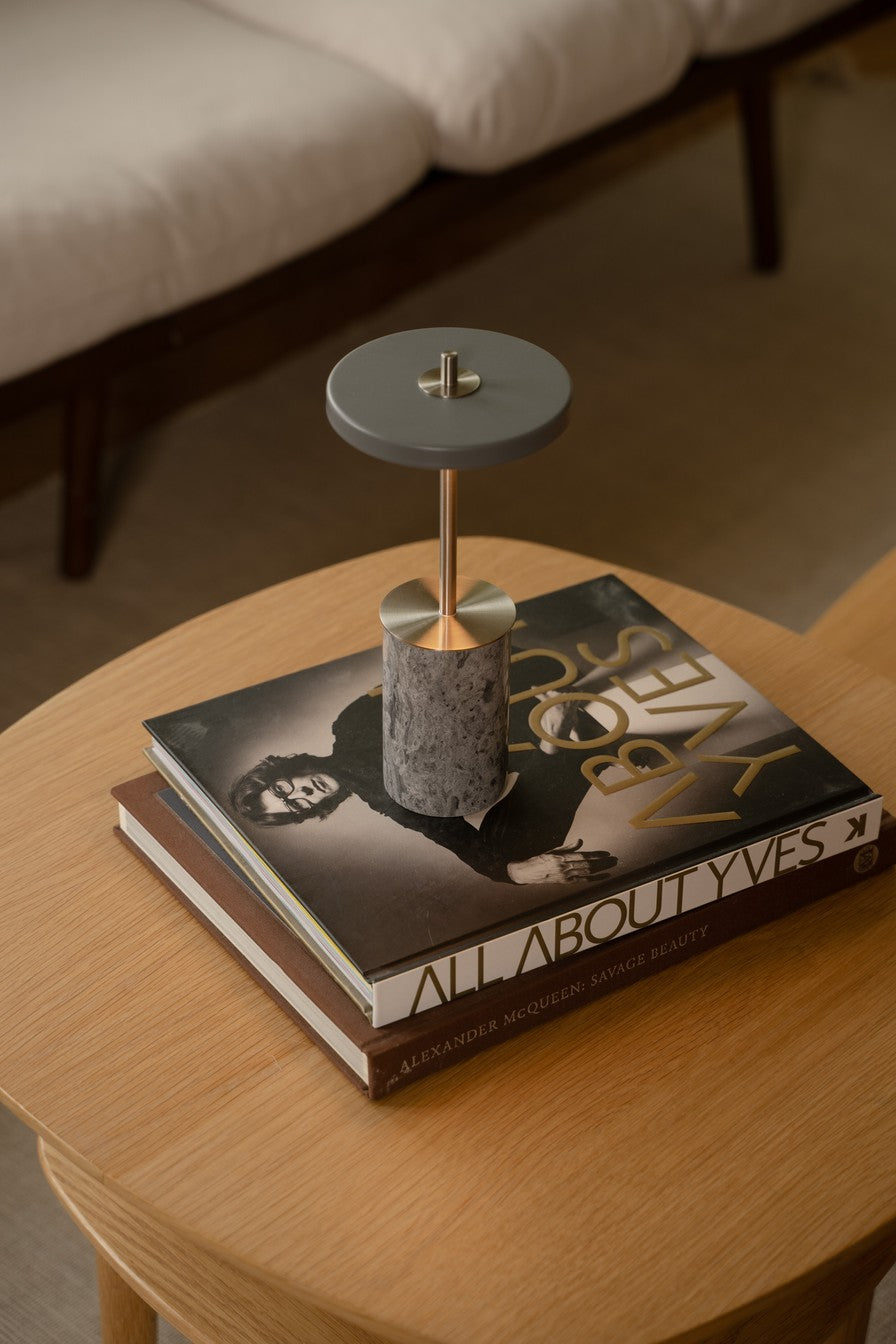 ASTERIA MOVE MINI Table Lamp in Gray Marble with Gold Accent