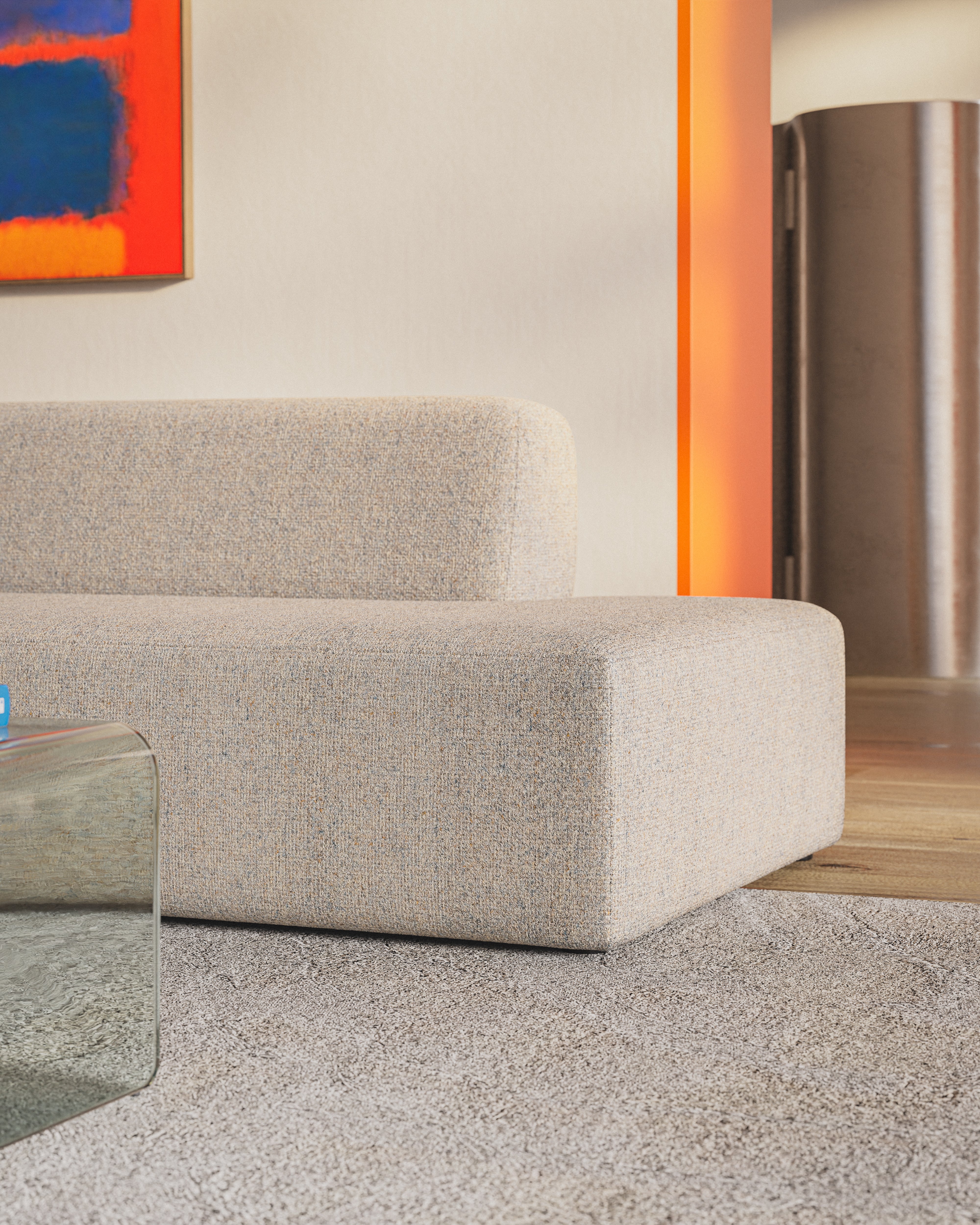 Offene rechte modulare Eckcouch UMI beige