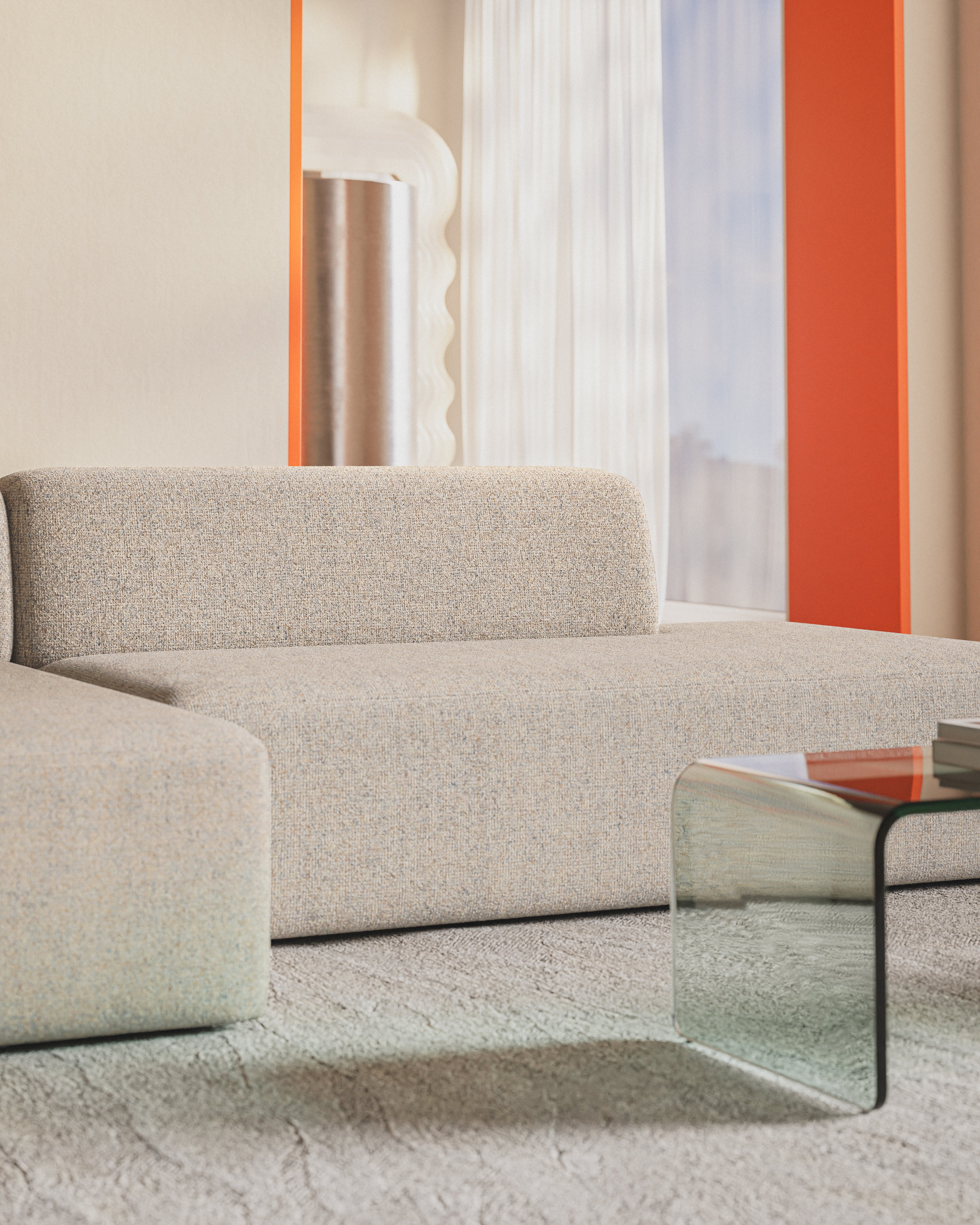 Offene rechte modulare Eckcouch UMI beige